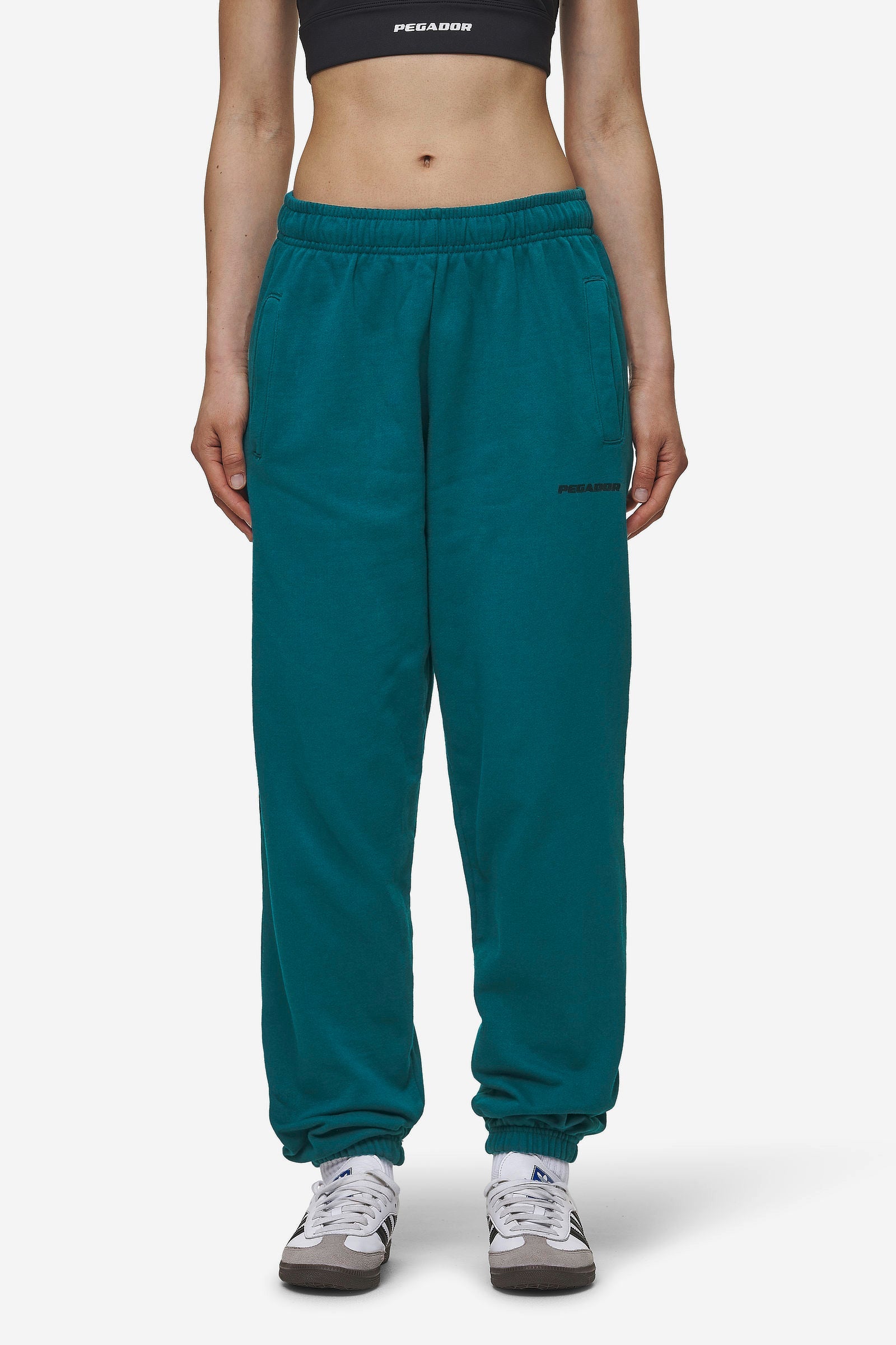 Villa High Waisted Sweat Pants Washed Urban Turquoise Black Gum