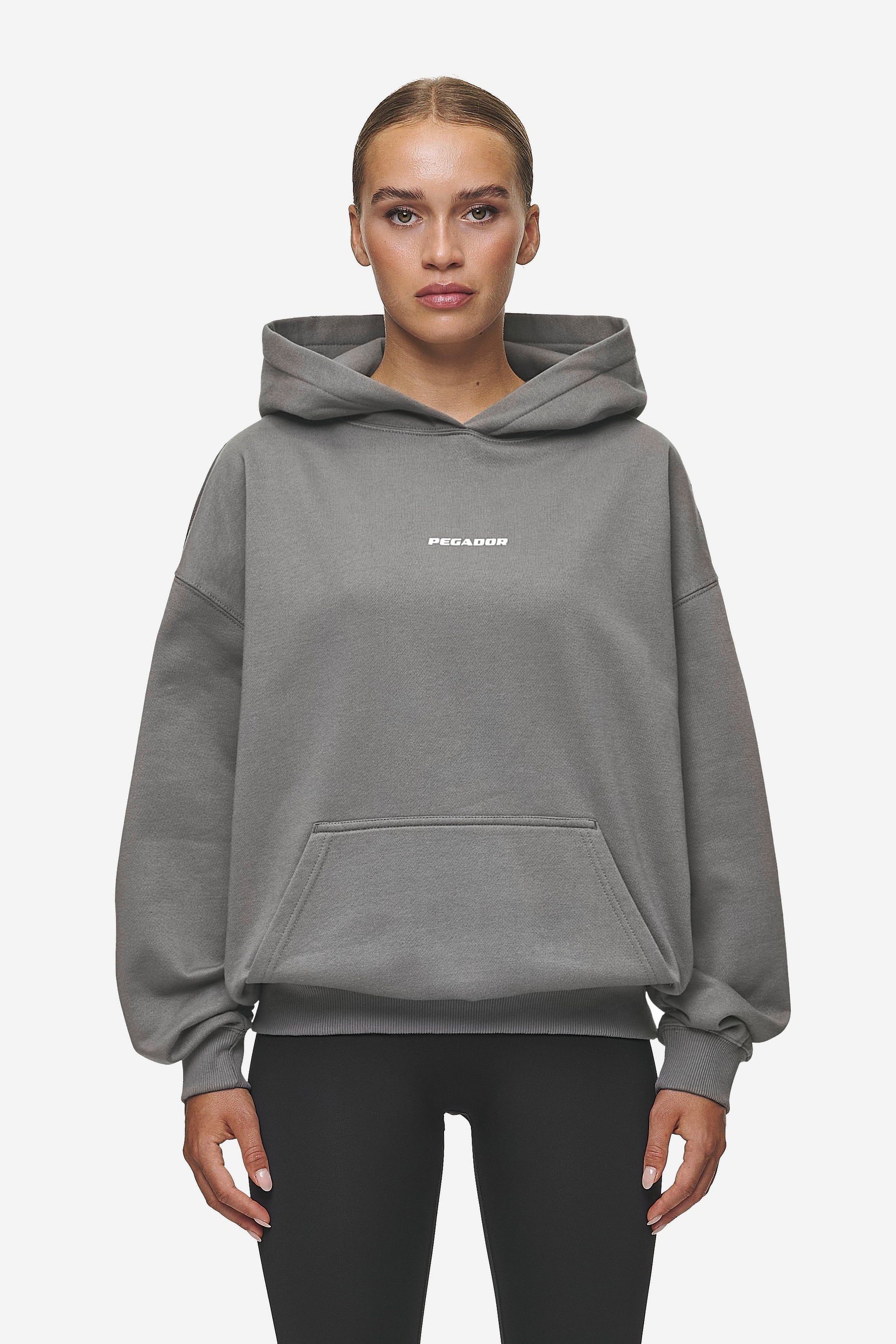 Clarita Logo Oversized Hoodie Washed Deep Grey White Gum