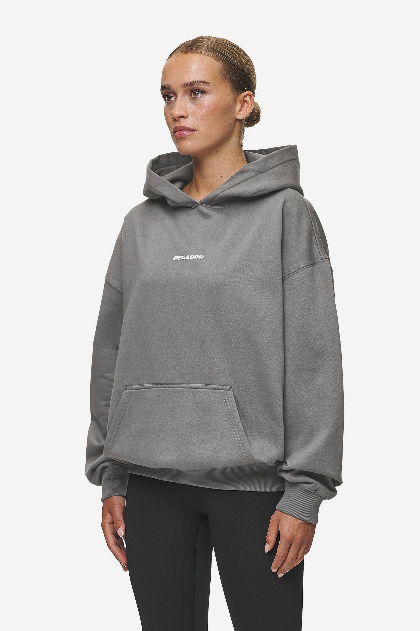 Clarita Logo Oversized Hoodie Washed Deep Grey White Gum