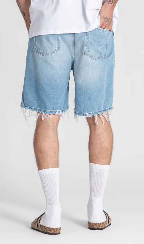 Light Blue Distressed Denim Shorts