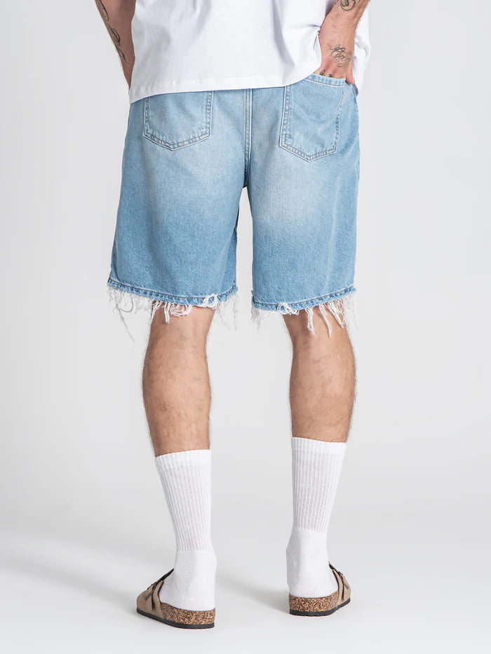 Light Blue Distressed Denim Shorts