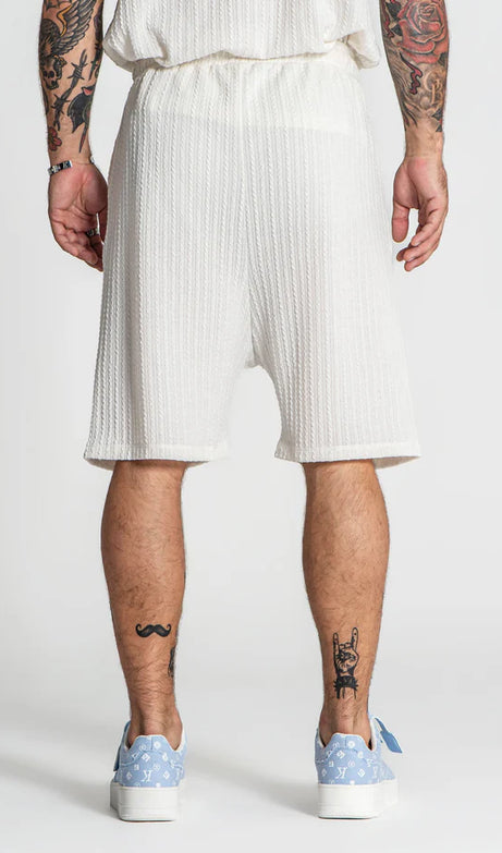 White Waffle Loose Shorts