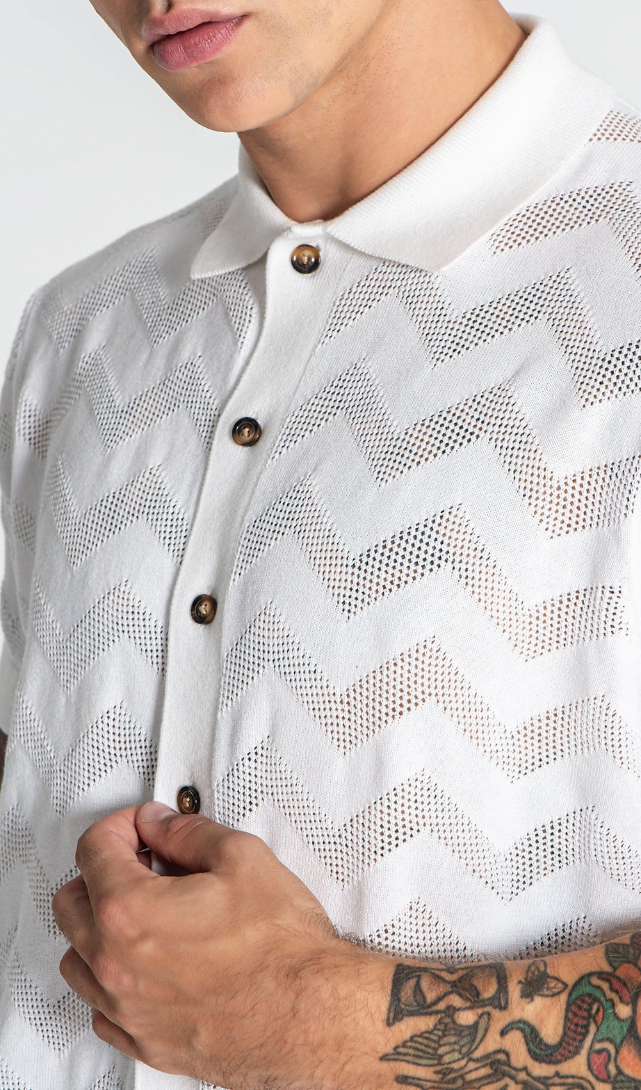 White GK Crochet Shirt