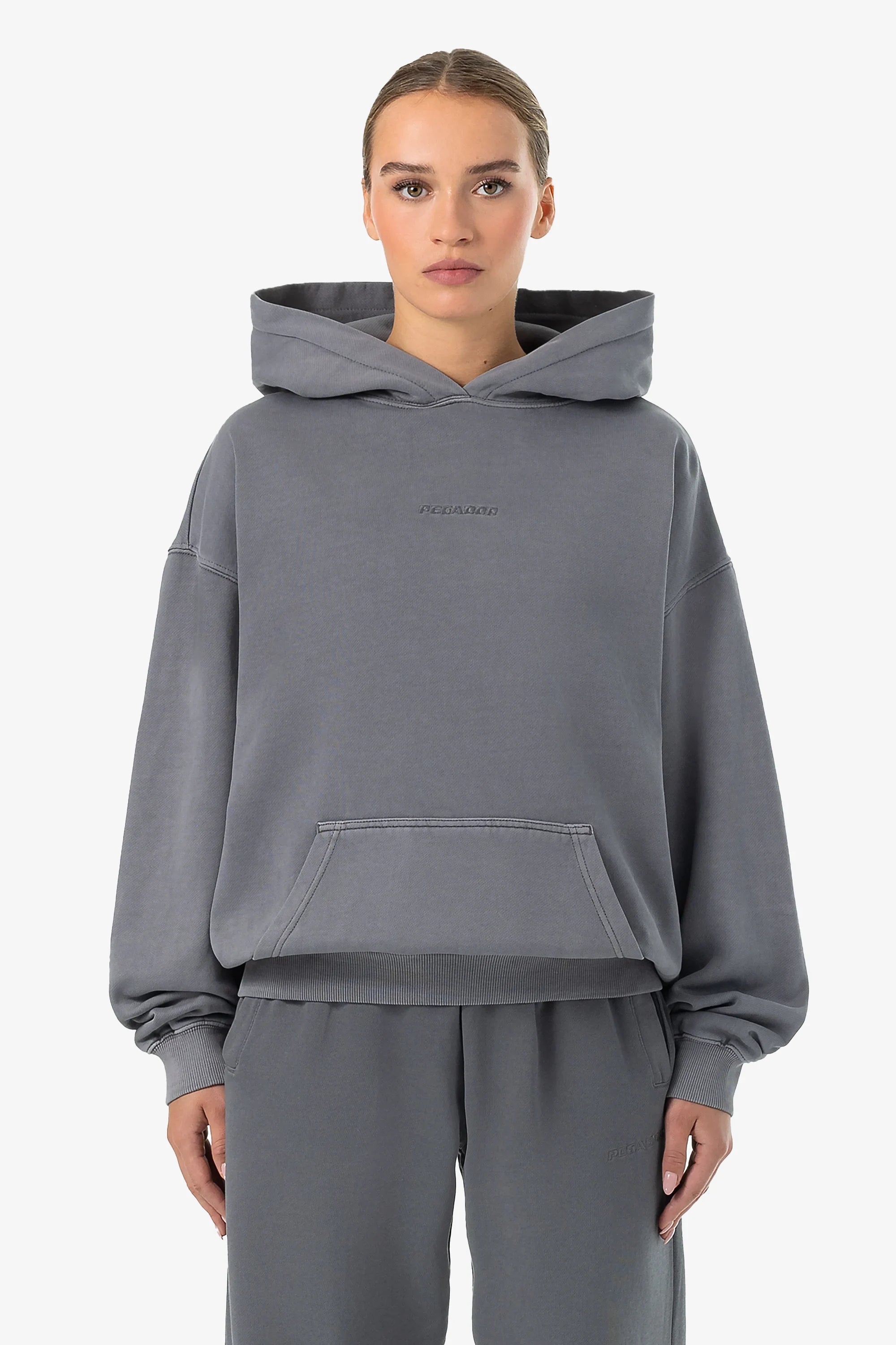 Clarita Logo Oversized Hoodie Vintage Gray Grey