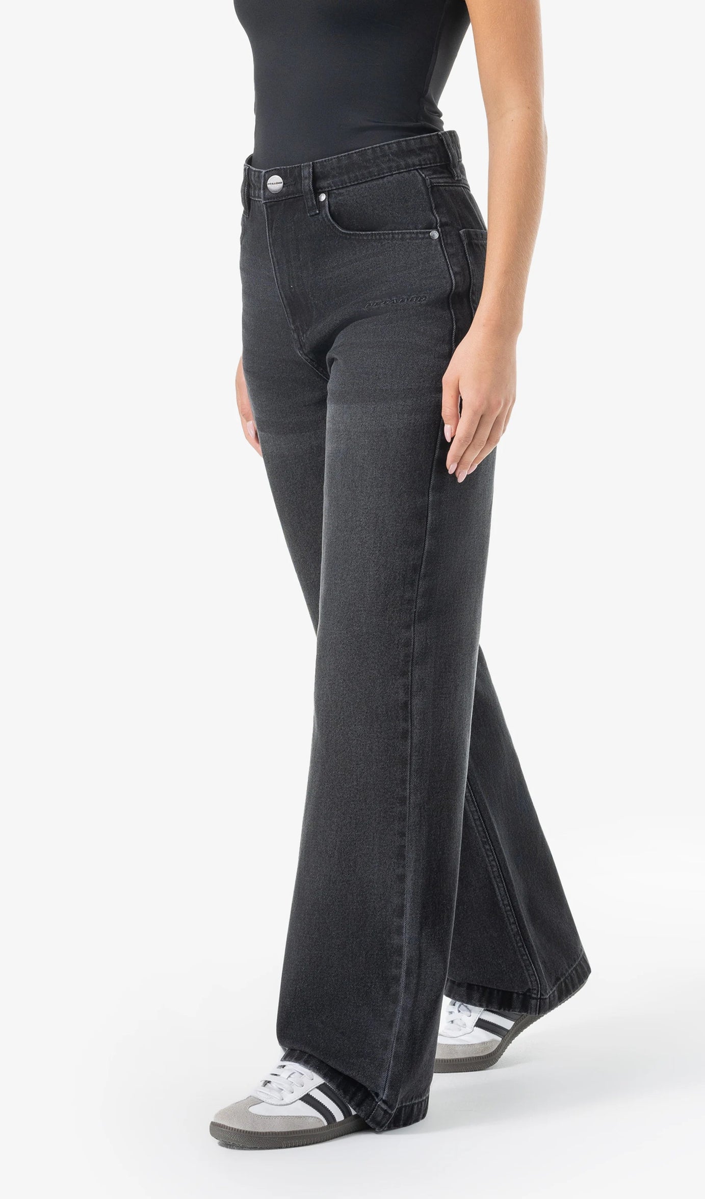 Naddy Wide Leg Jeans Washed Black