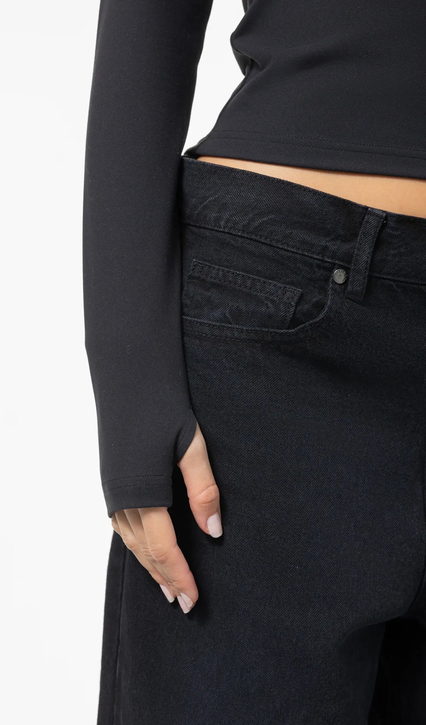 Naddy Wide Leg Jeans Washed Black