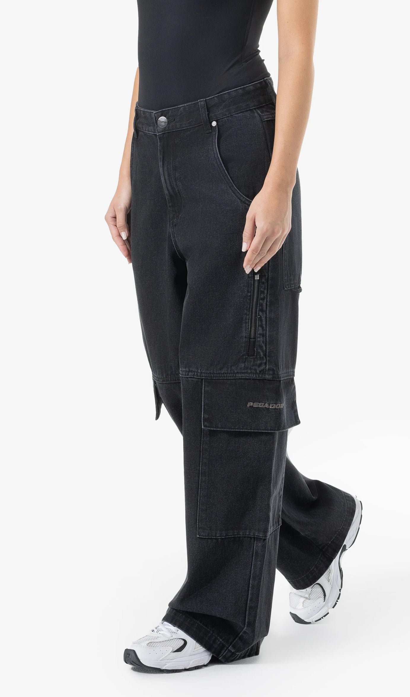 Taily Super Baggy Cargo Jeans Washed Black