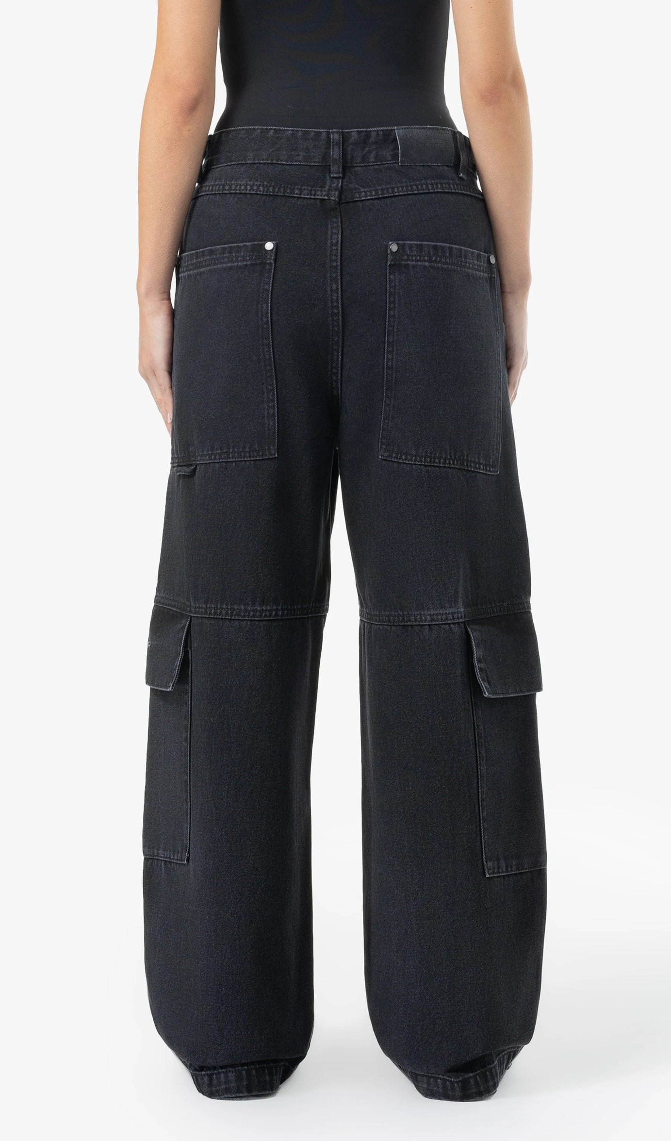 Taily Super Baggy Cargo Jeans Washed Black
