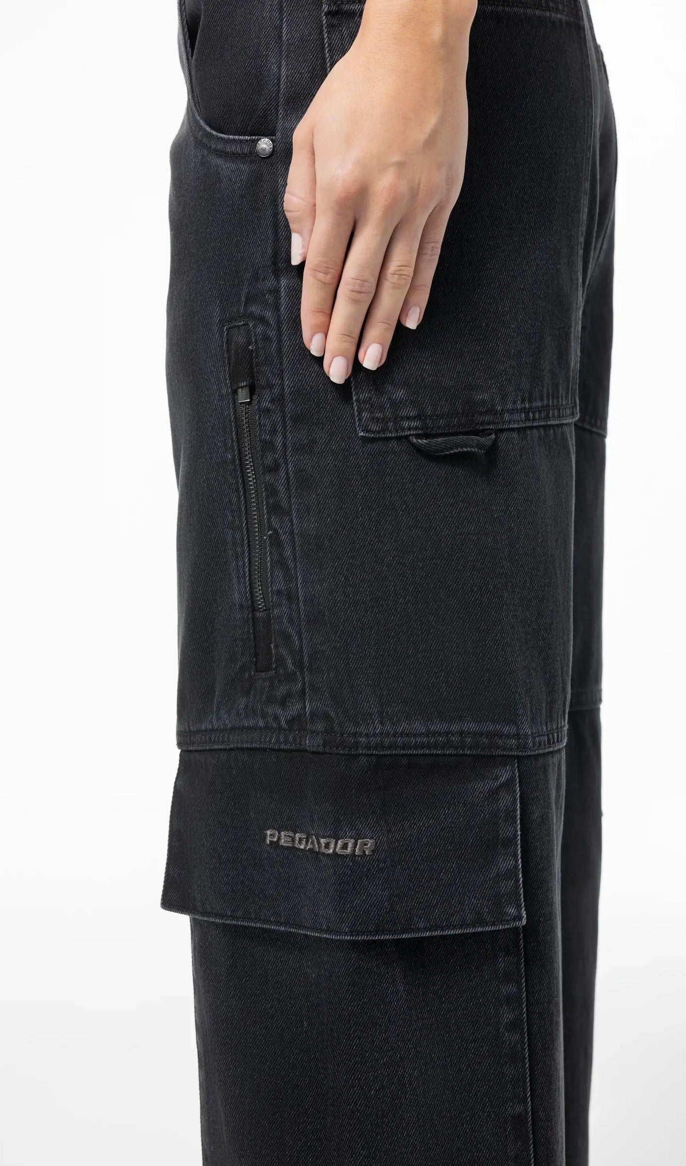 Taily Super Baggy Cargo Jeans Washed Black