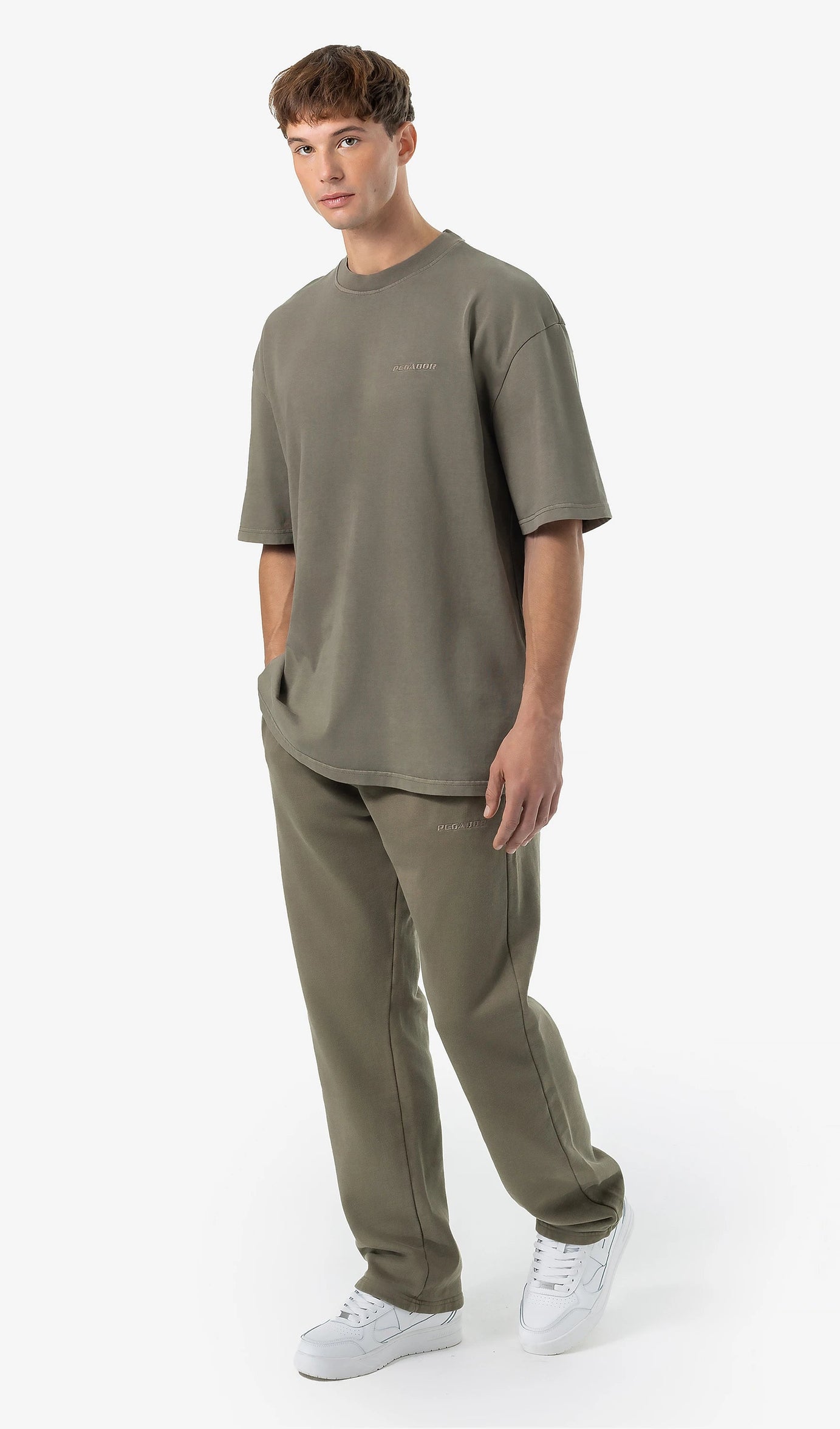 Logo Wide Sweat Pants Vintage Faded Olive