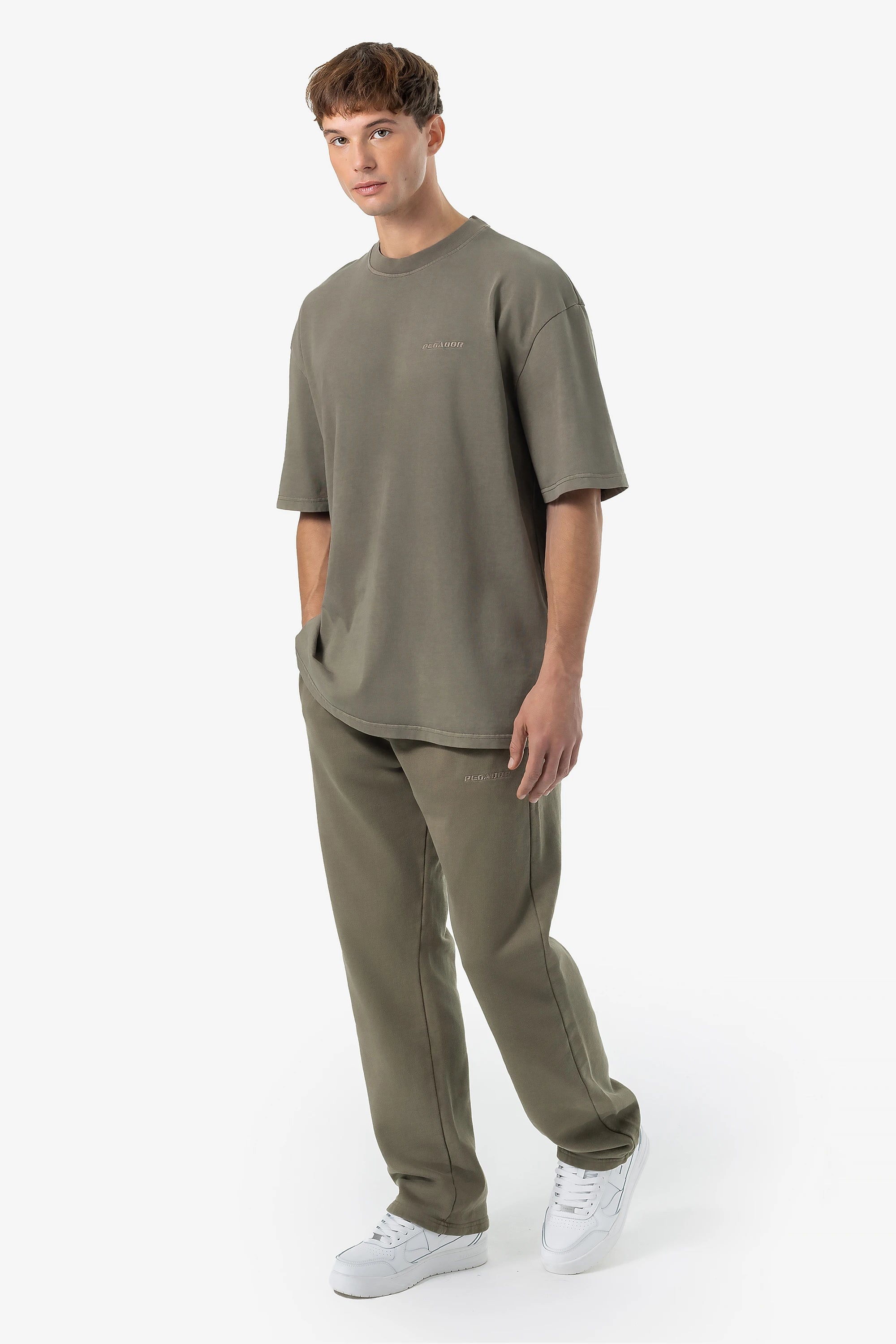 Logo Wide Sweat Pants Vintage Faded Olive