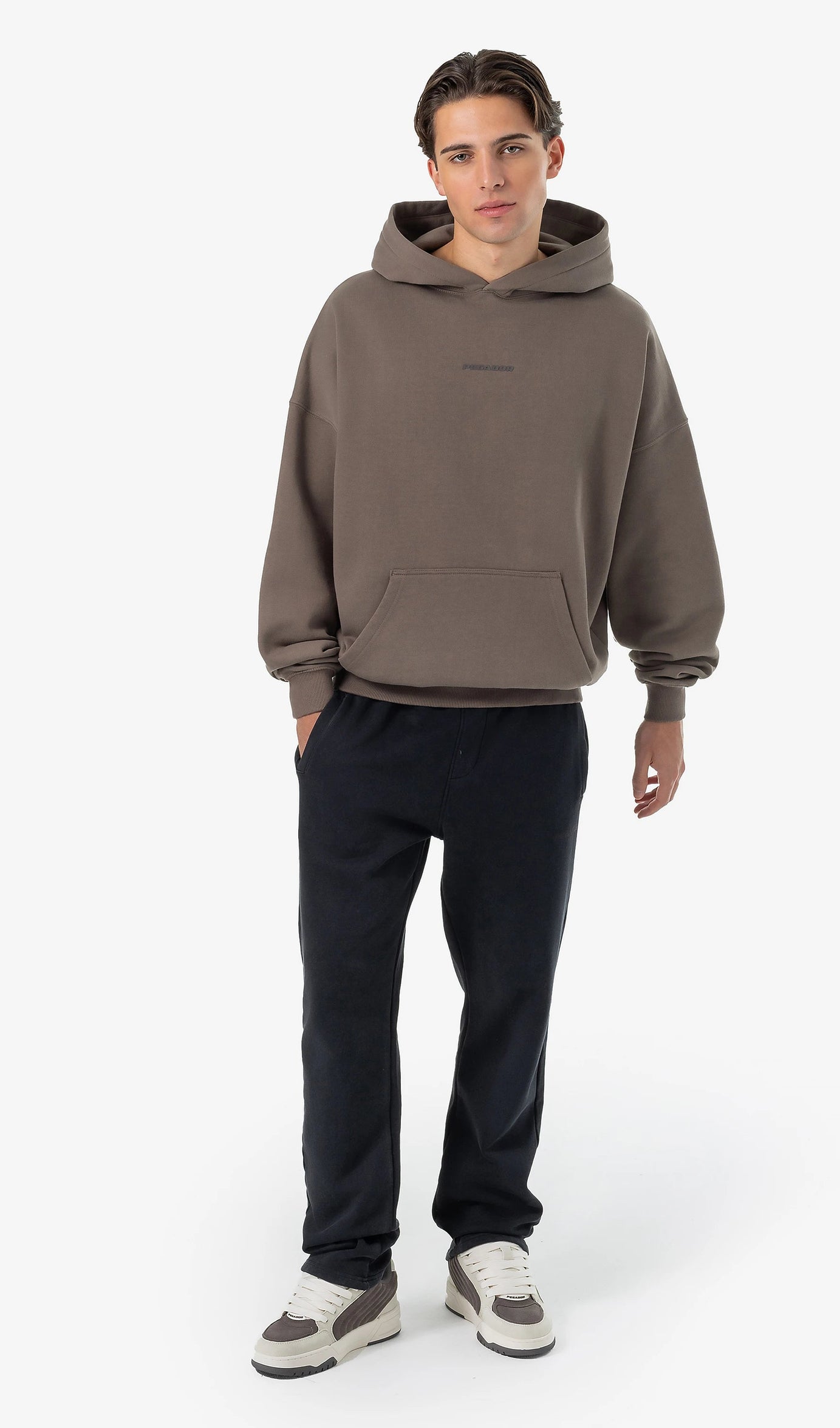 Logo Boxy Hoodie Washed Dust Brown Gum