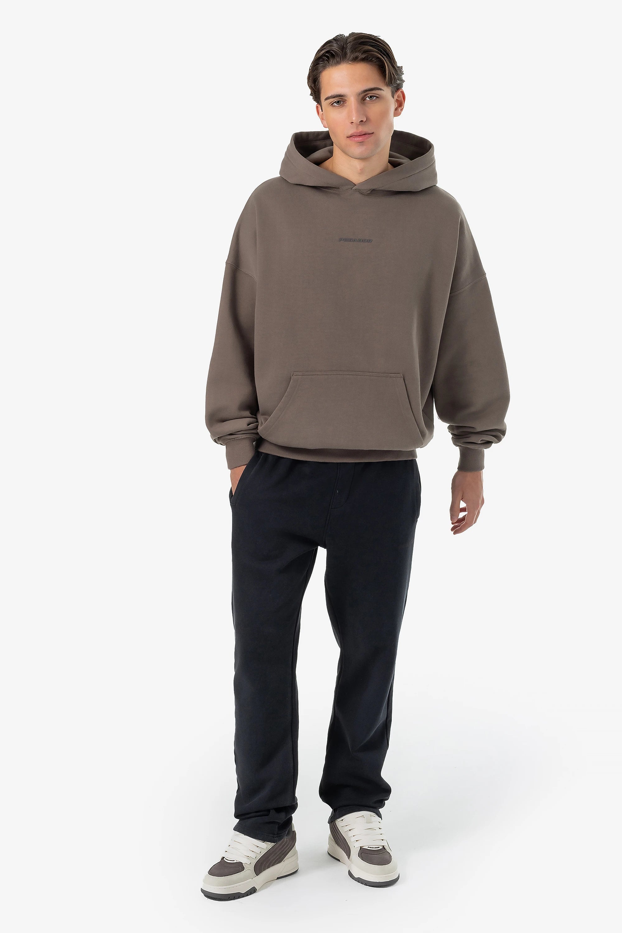 Logo Boxy Hoodie Washed Dust Brown Gum