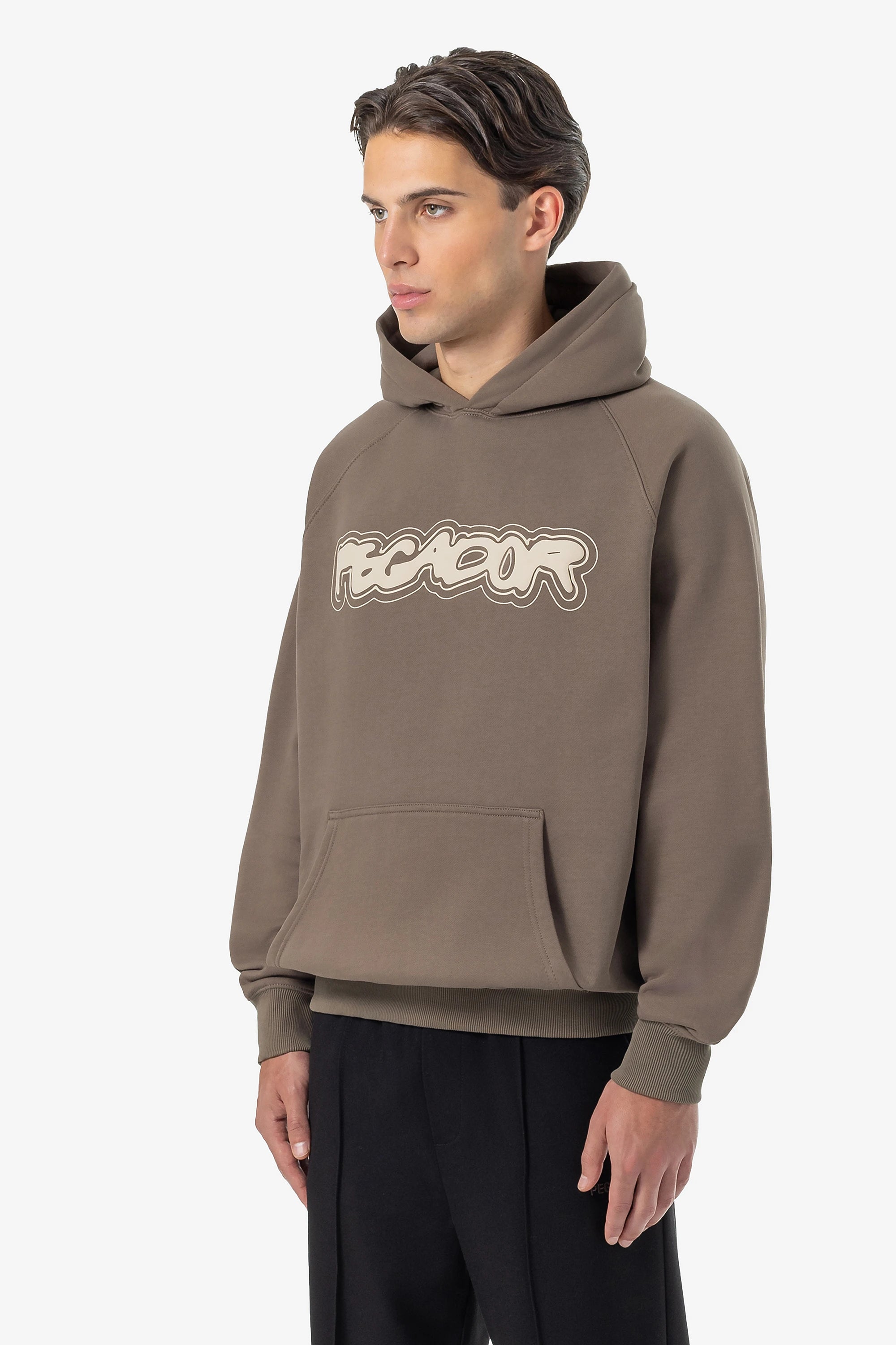 Anclar Oversized Raglan Hoodie Washed Dust Brown