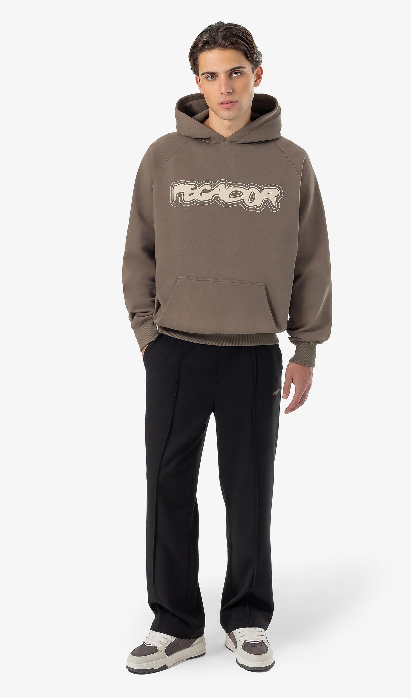 Anclar Oversized Raglan Hoodie Washed Dust Brown