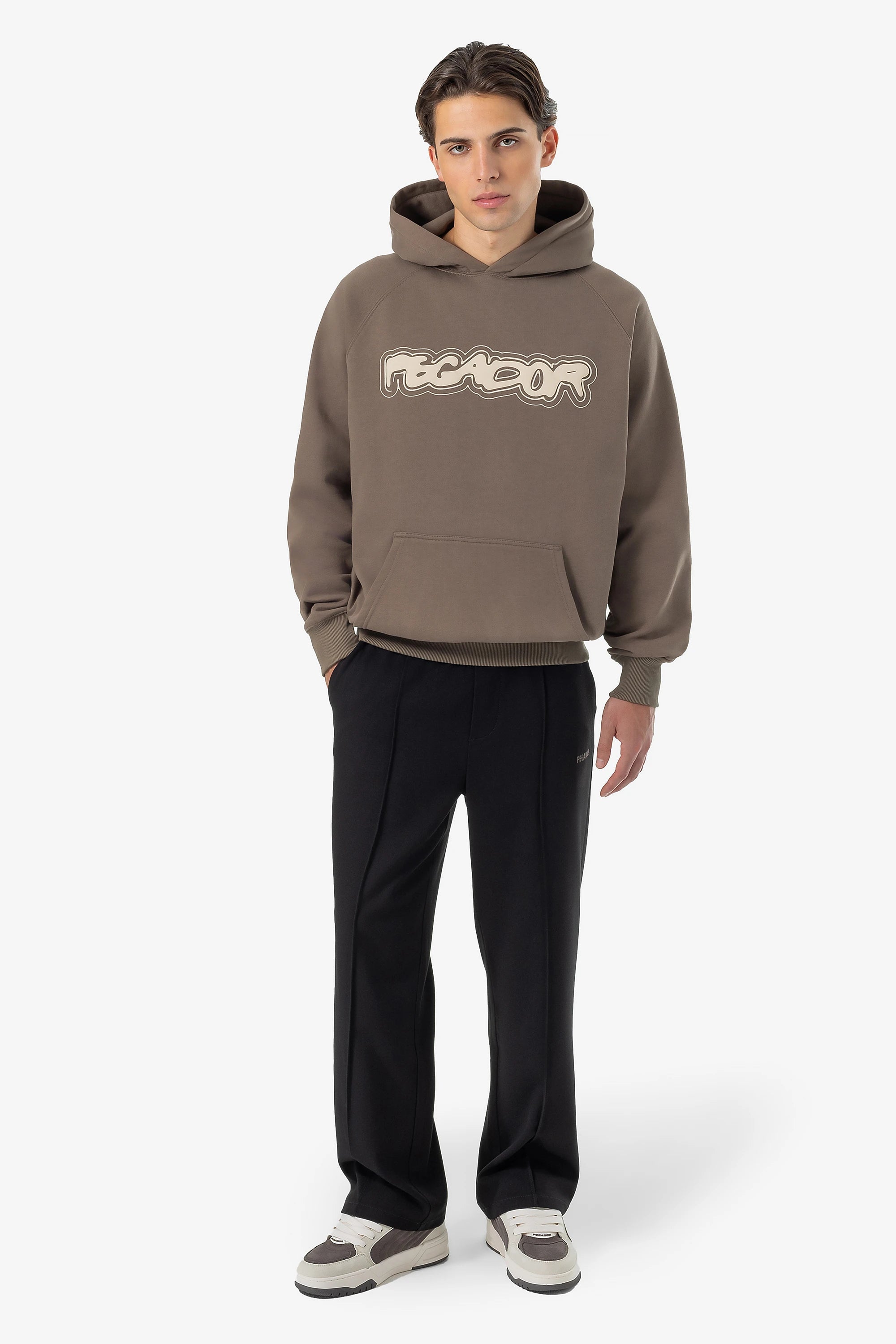 Anclar Oversized Raglan Hoodie Washed Dust Brown