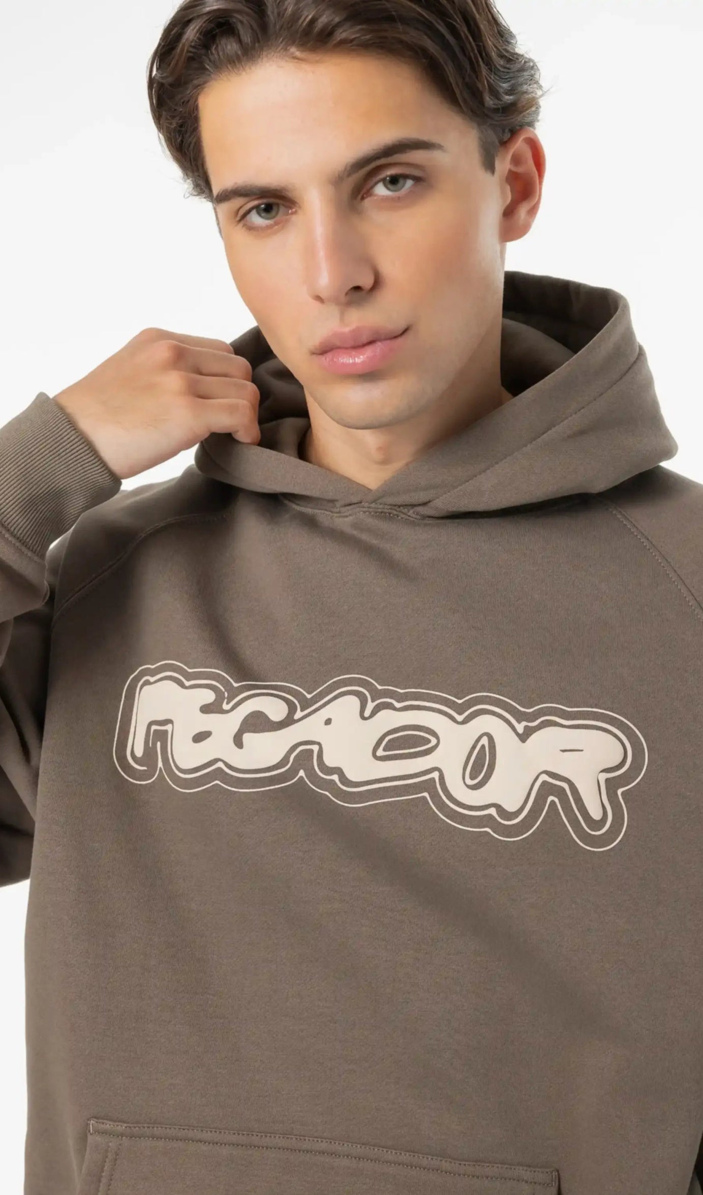 Anclar Oversized Raglan Hoodie Washed Dust Brown