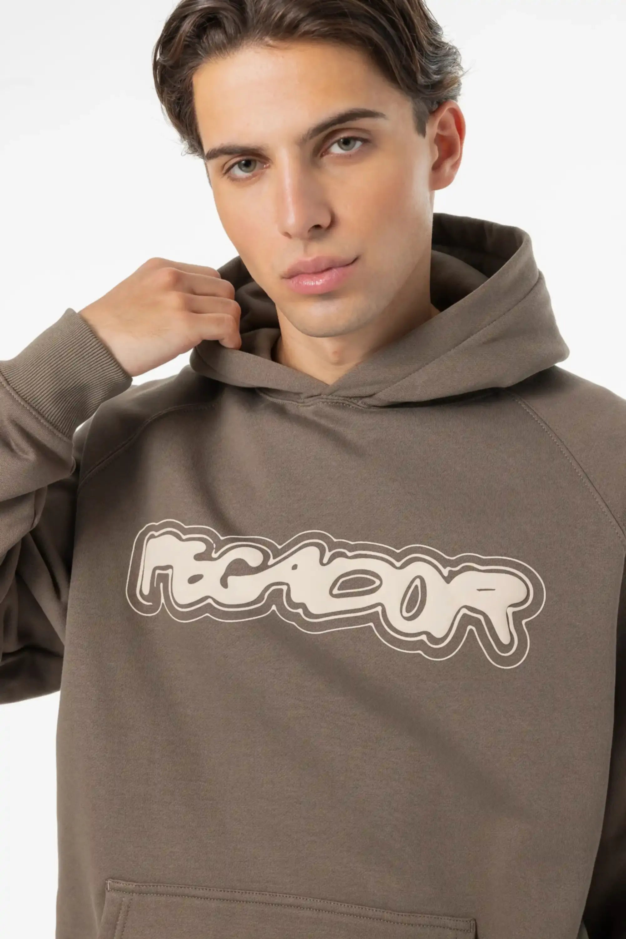 Anclar Oversized Raglan Hoodie Washed Dust Brown