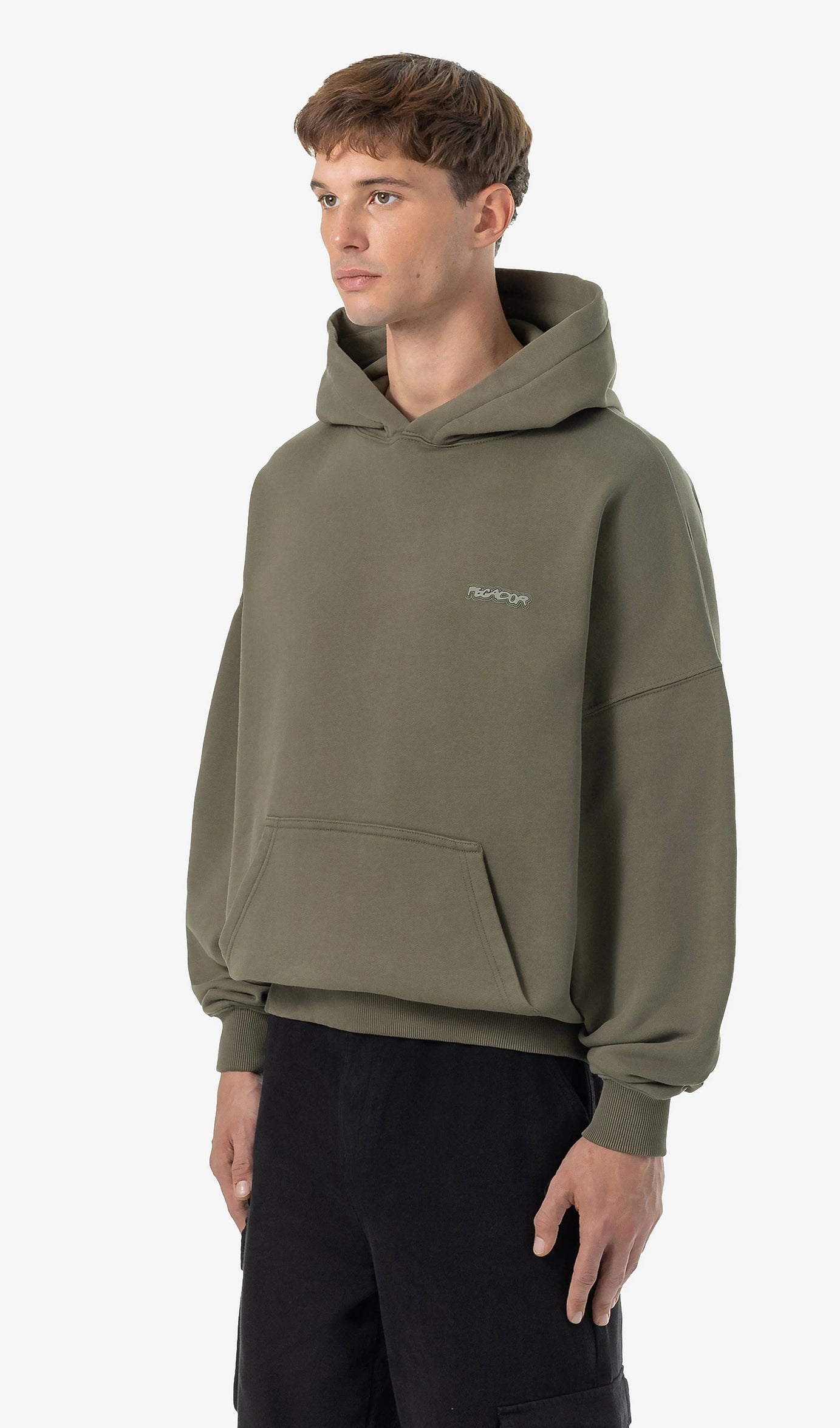 Piedro Boxy Hoodie Washed Faded Olive
