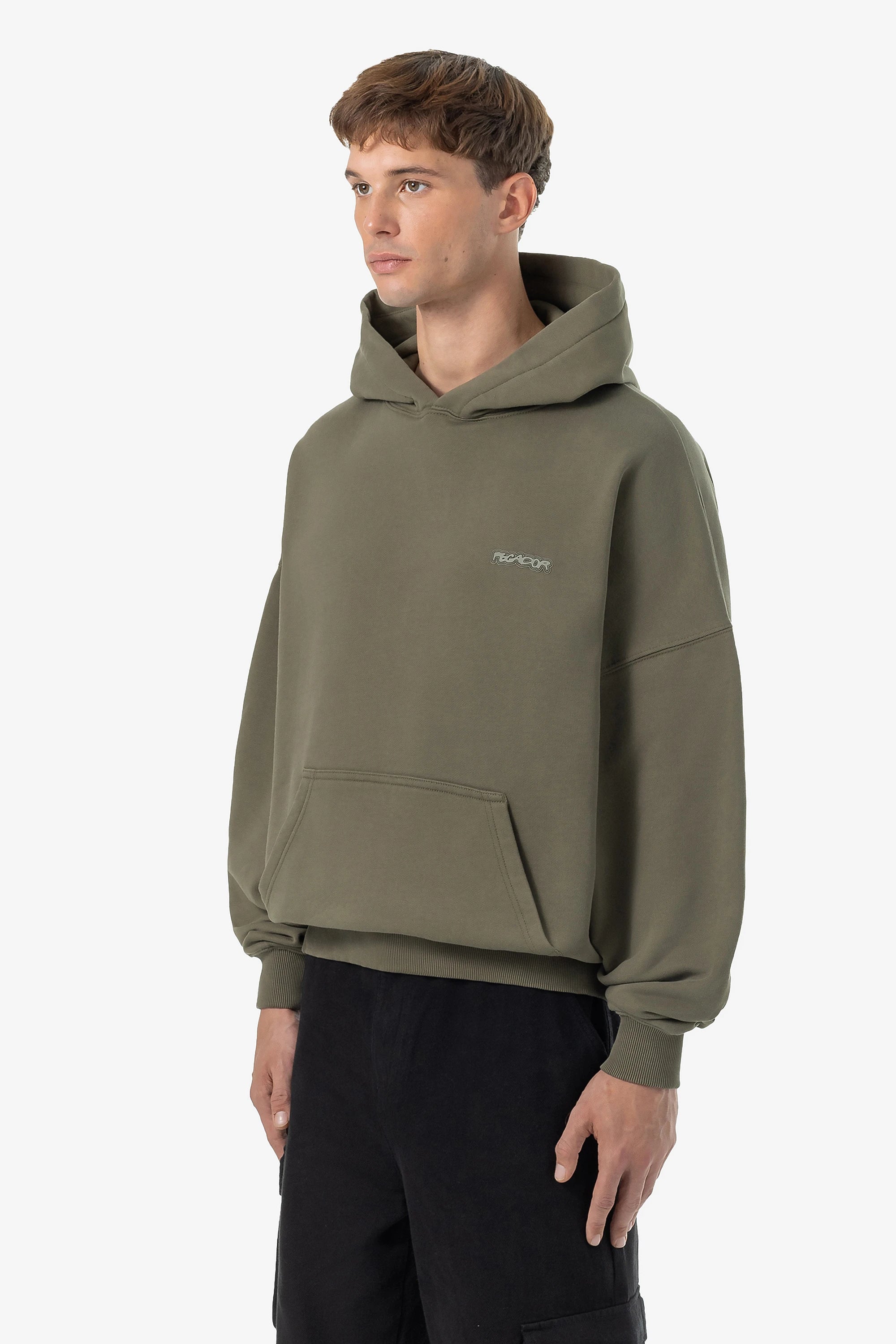 Piedro Boxy Hoodie Washed Faded Olive