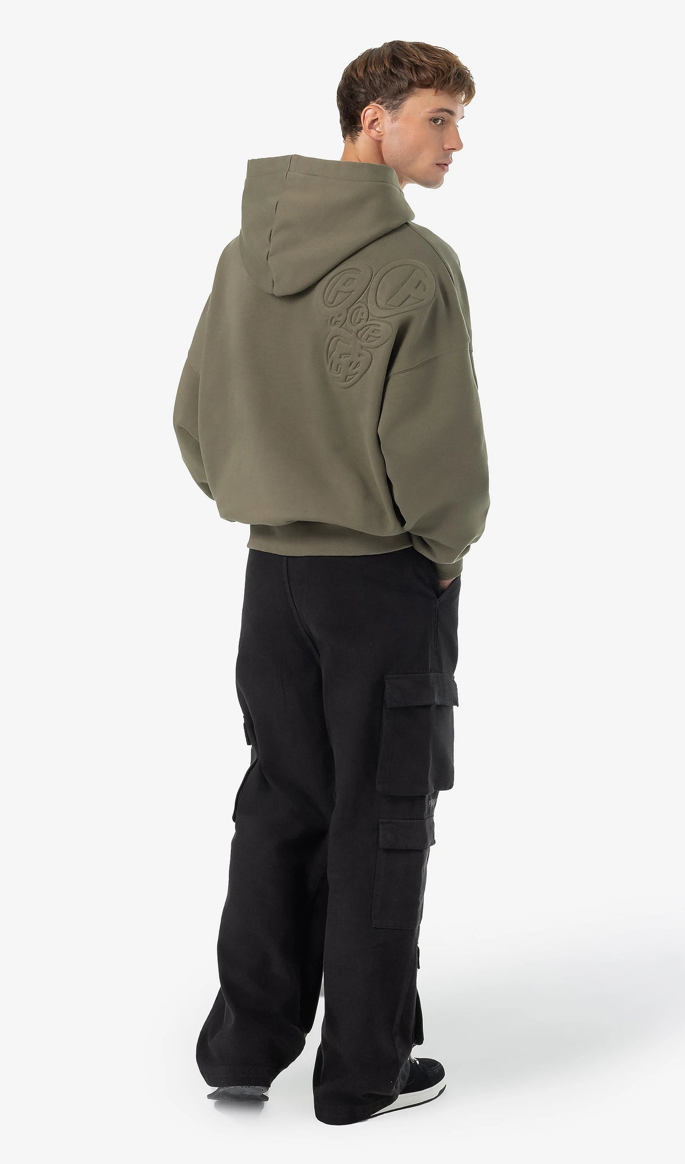 Piedro Boxy Hoodie Washed Faded Olive