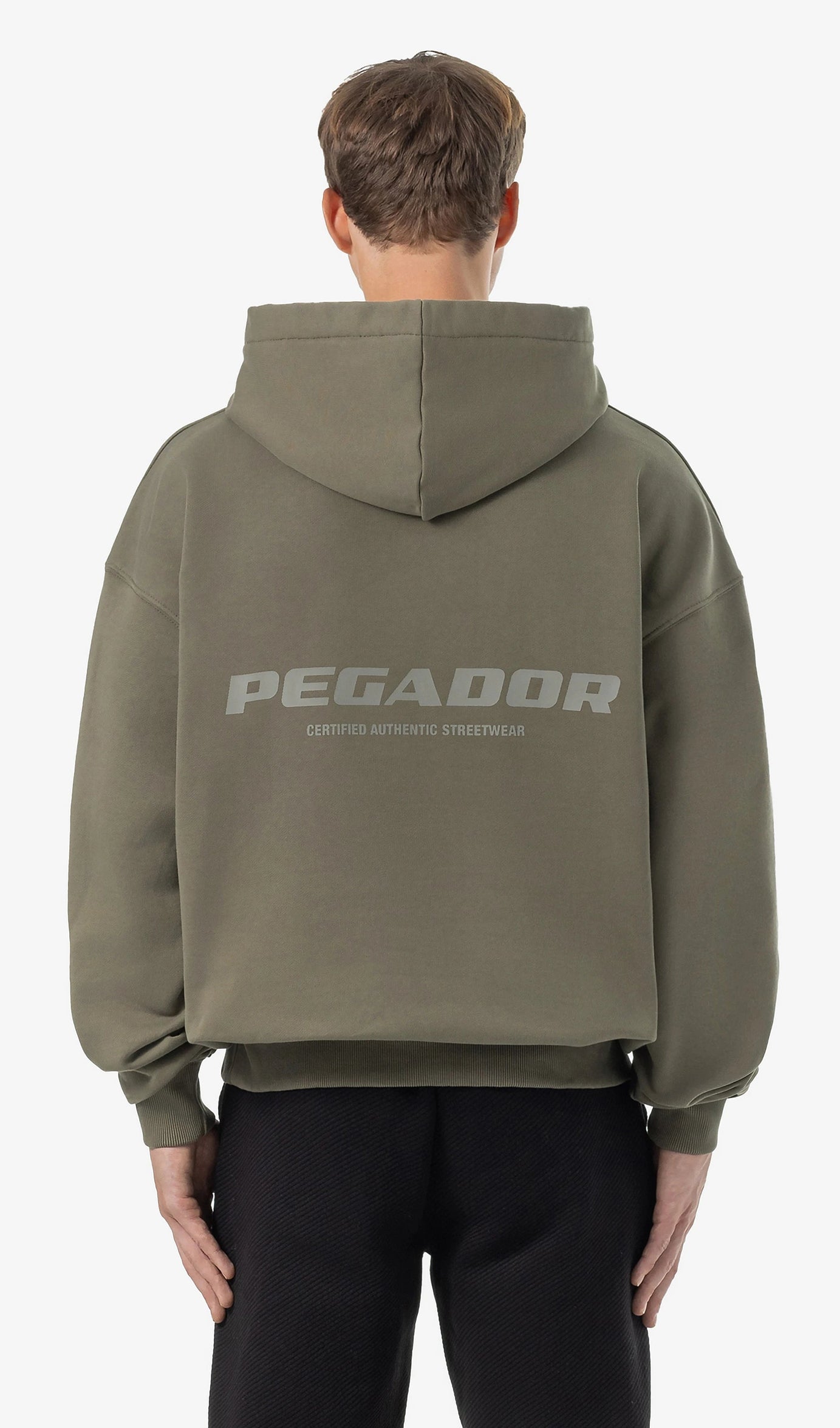 Colne Logo Oversized Hoodie Washed Faded Olive