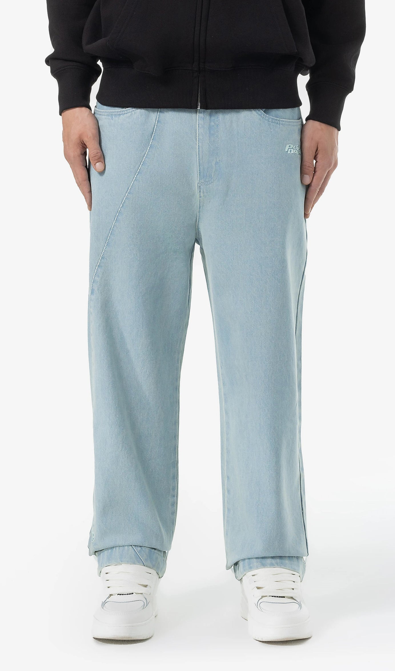 Waco Wide Baggy Jeans Sand Washed Blue
