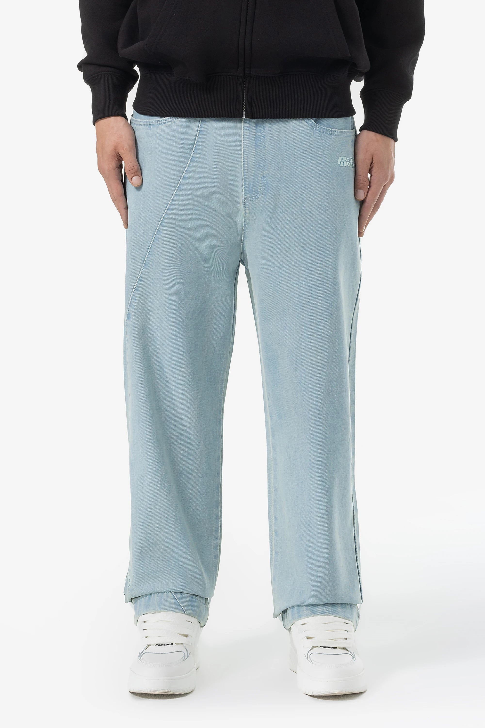 Waco Wide Baggy Jeans Sand Washed Blue