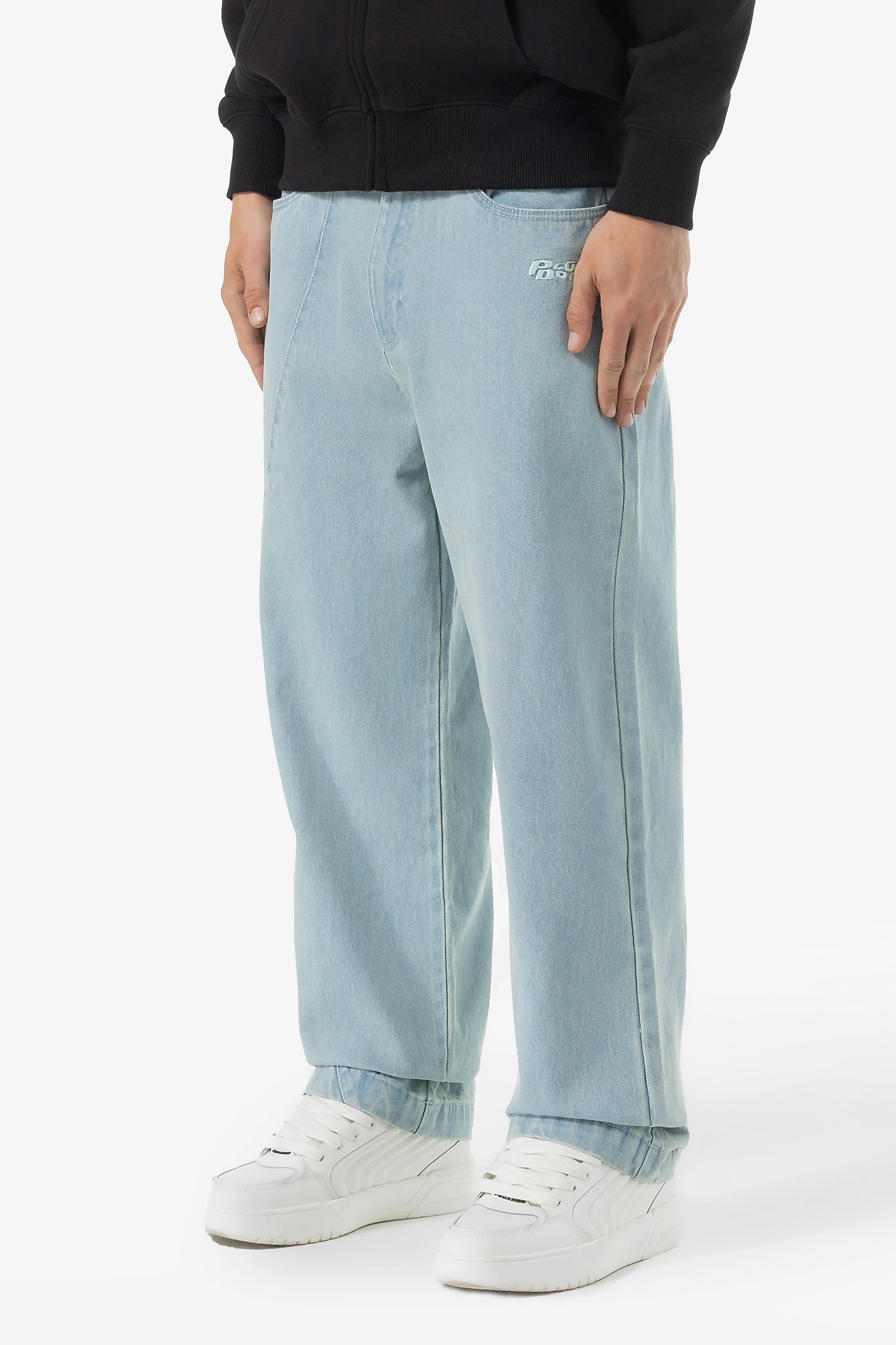 Waco Wide Baggy Jeans Sand Washed Blue