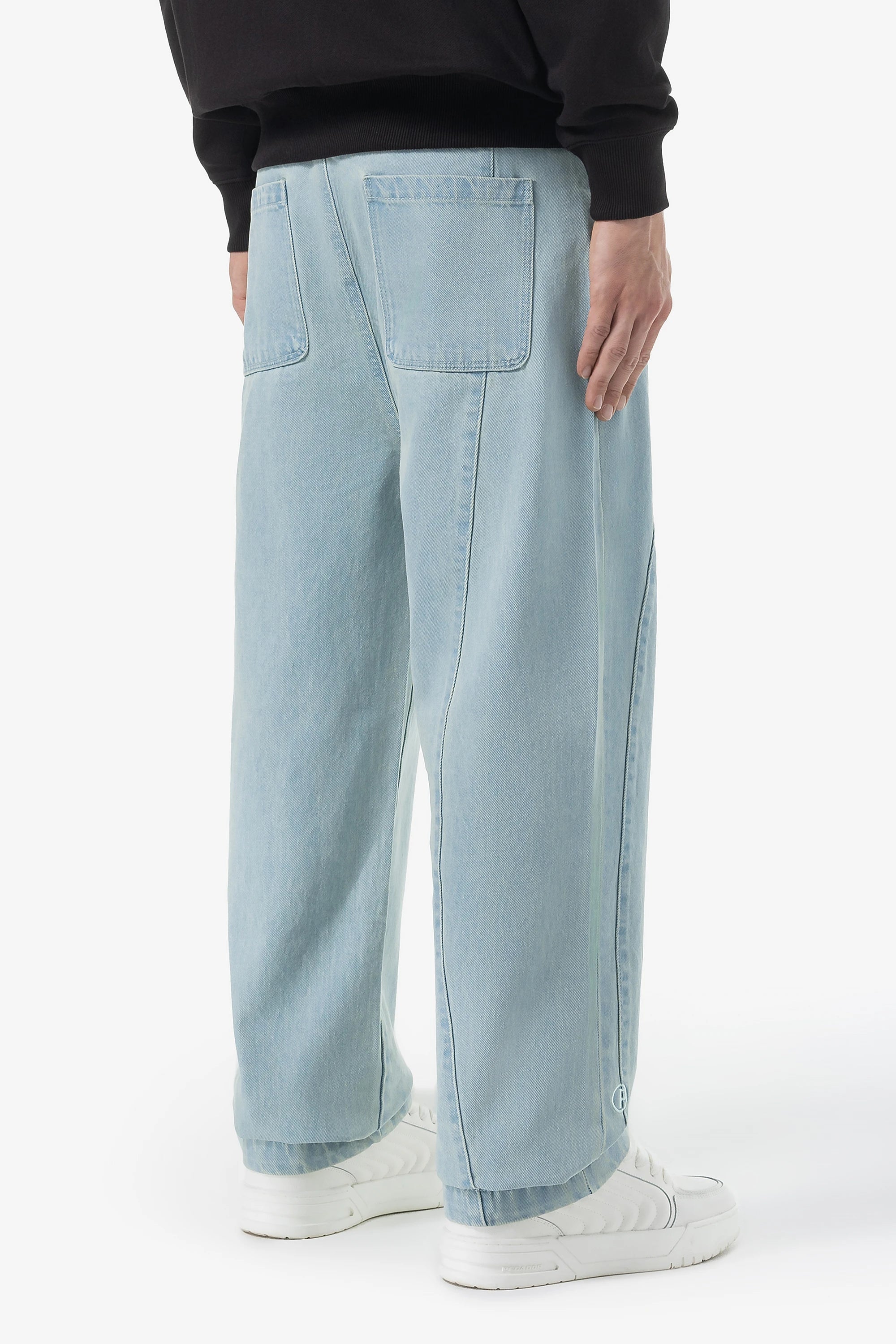 Waco Wide Baggy Jeans Sand Washed Blue