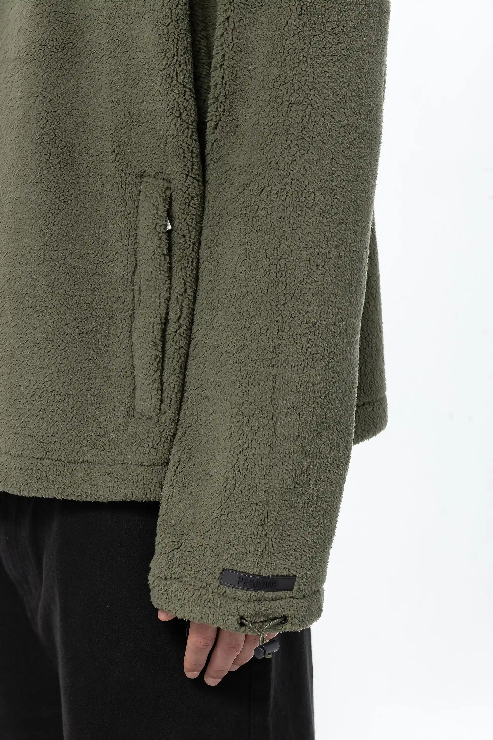 Fall Teddy Halfzip Hoodie Faded Olive