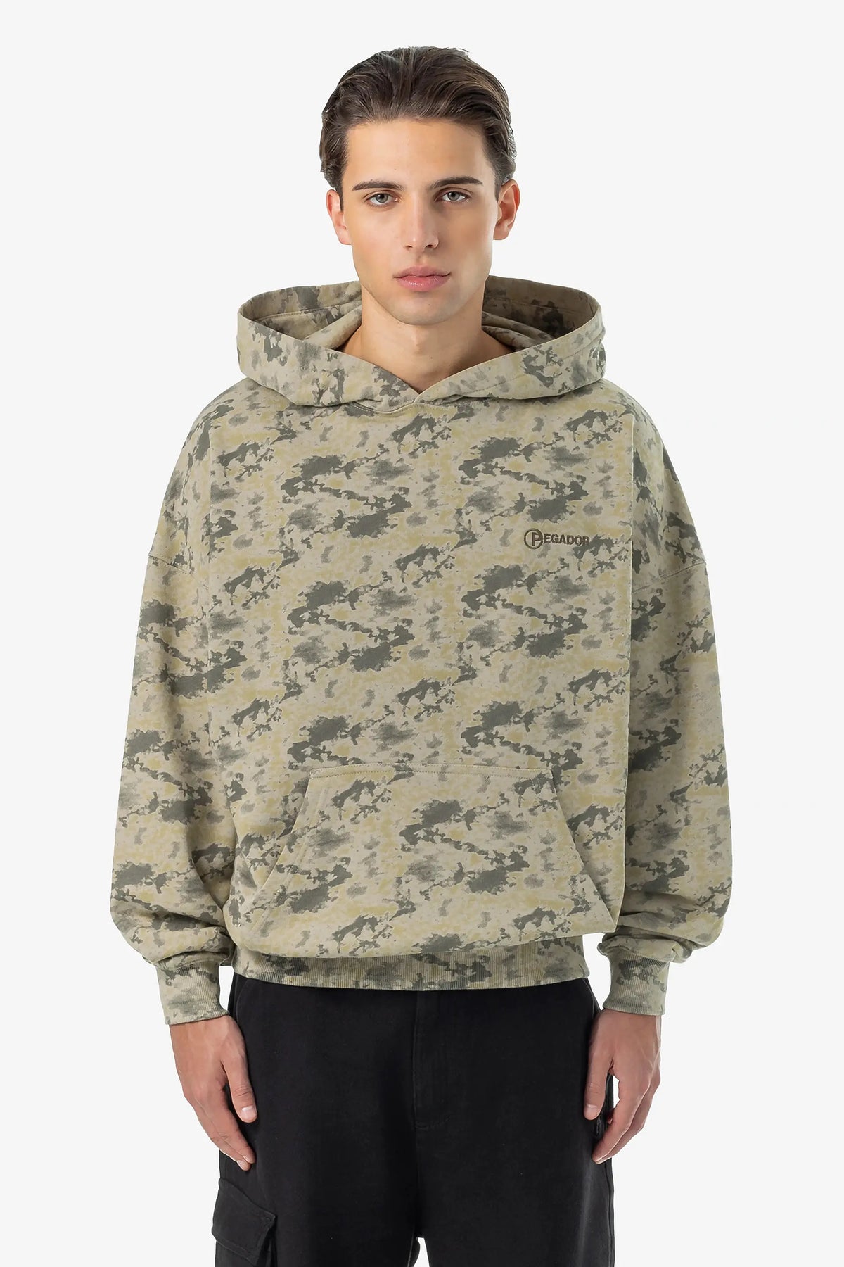 Floar Boxy Hoodie Washed Mud Camouflage