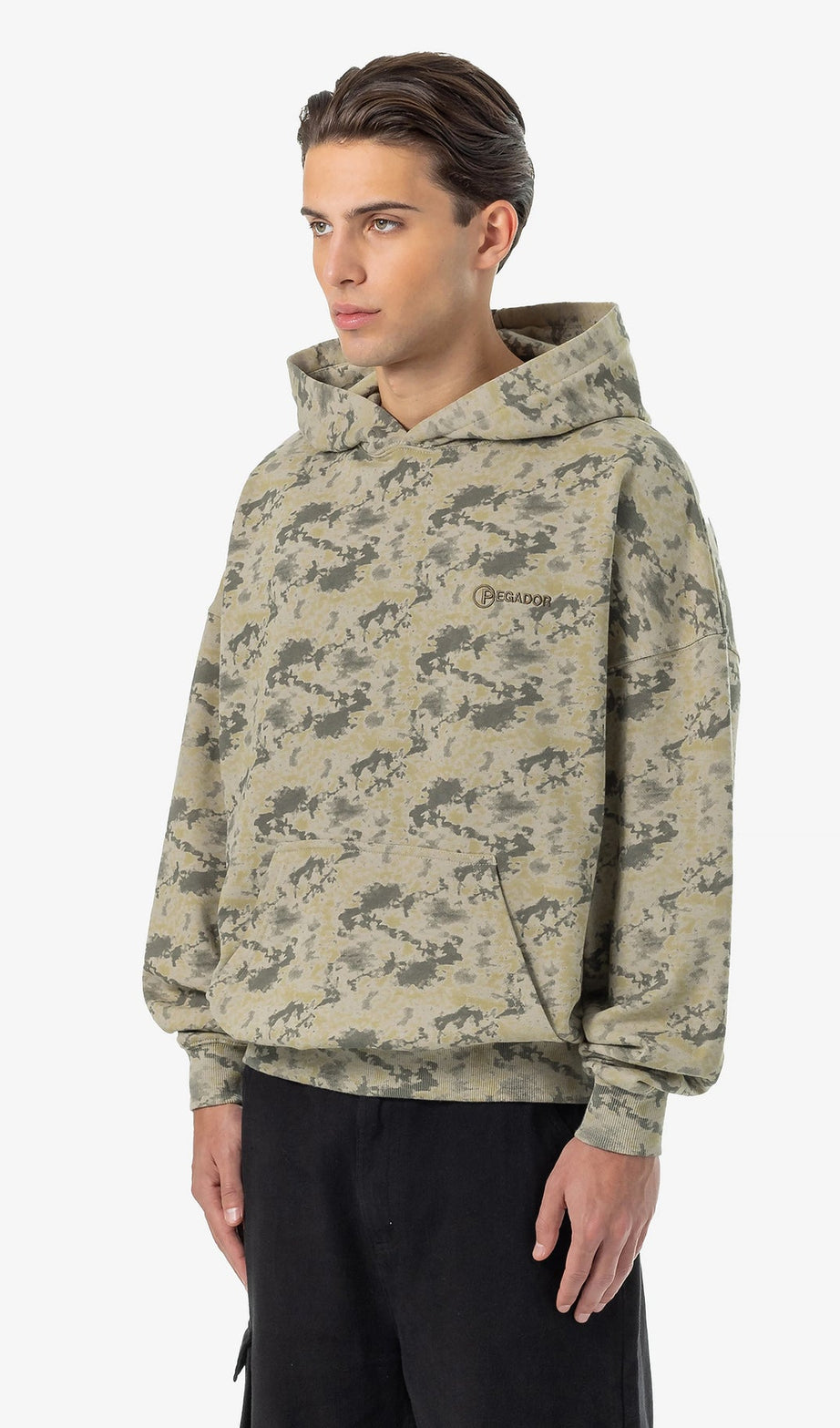 Floar Boxy Hoodie Washed Mud Camouflage