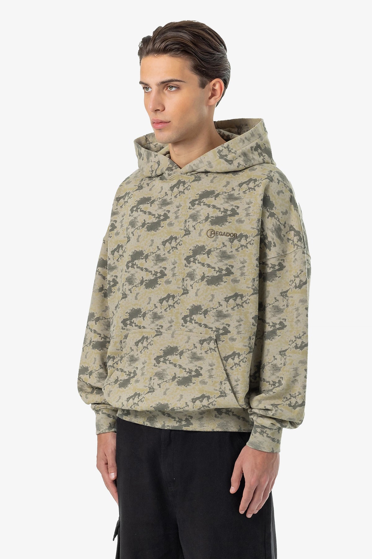 Floar Boxy Hoodie Washed Mud Camouflage