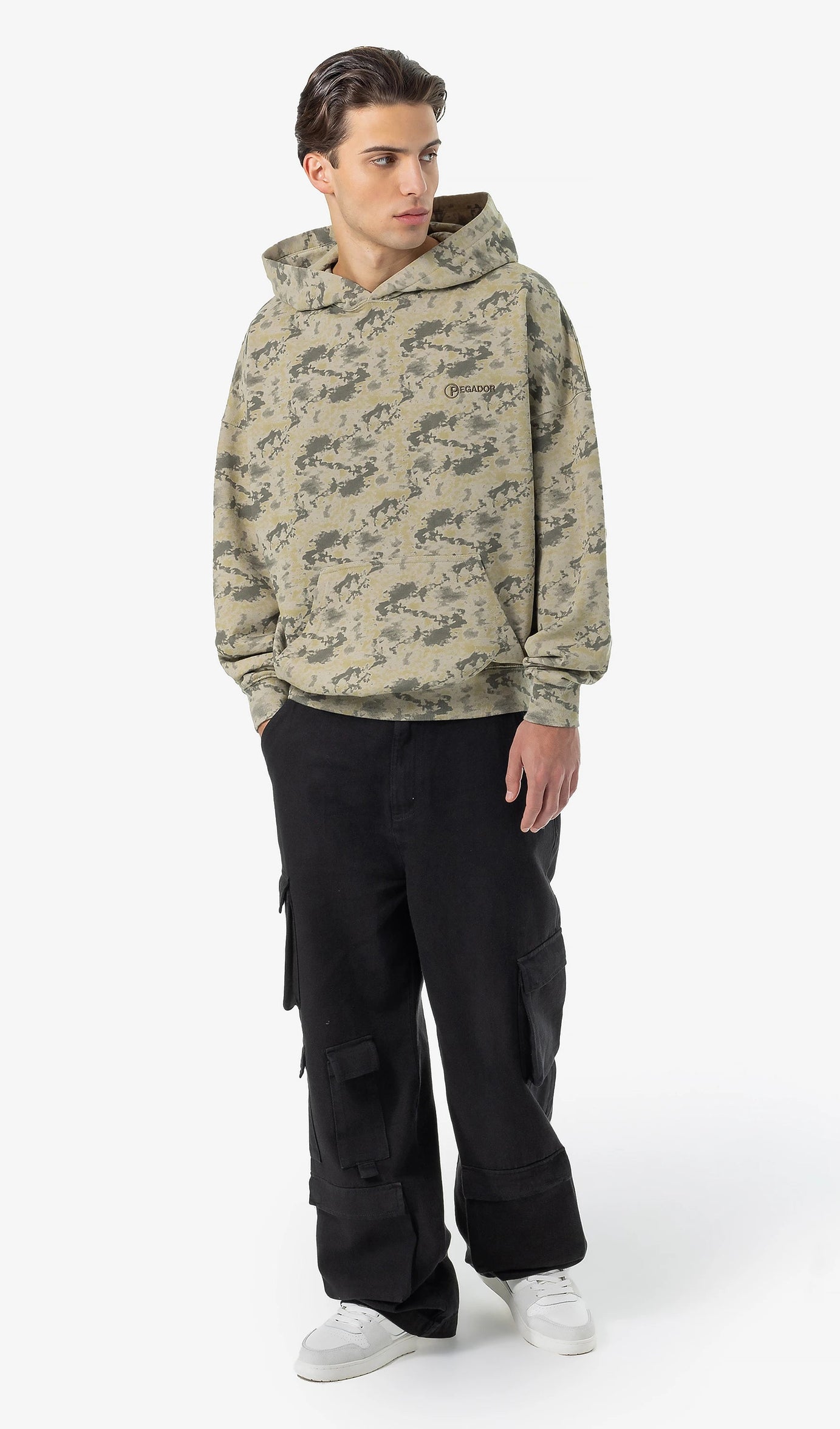 Floar Boxy Hoodie Washed Mud Camouflage