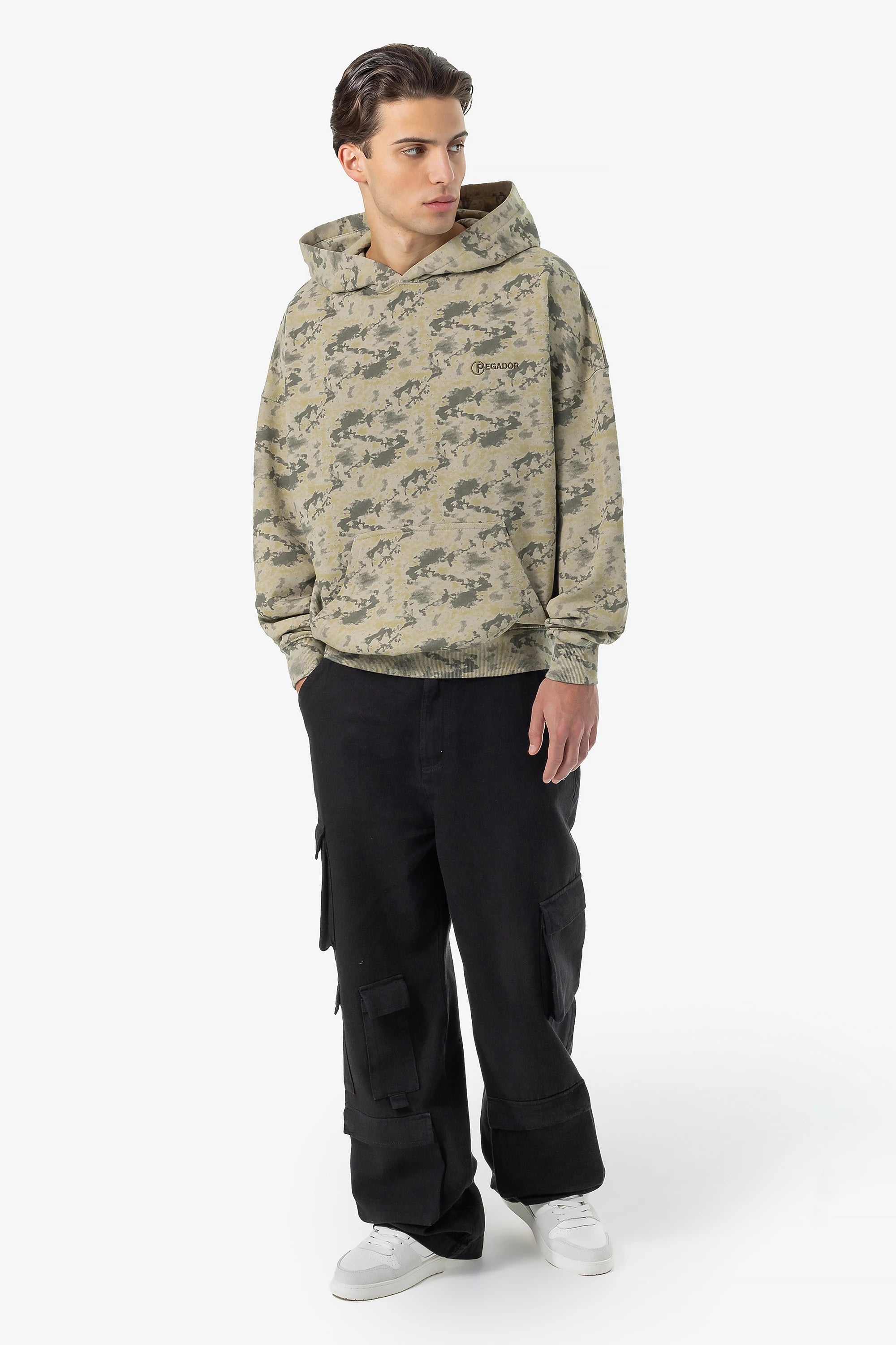 Floar Boxy Hoodie Washed Mud Camouflage
