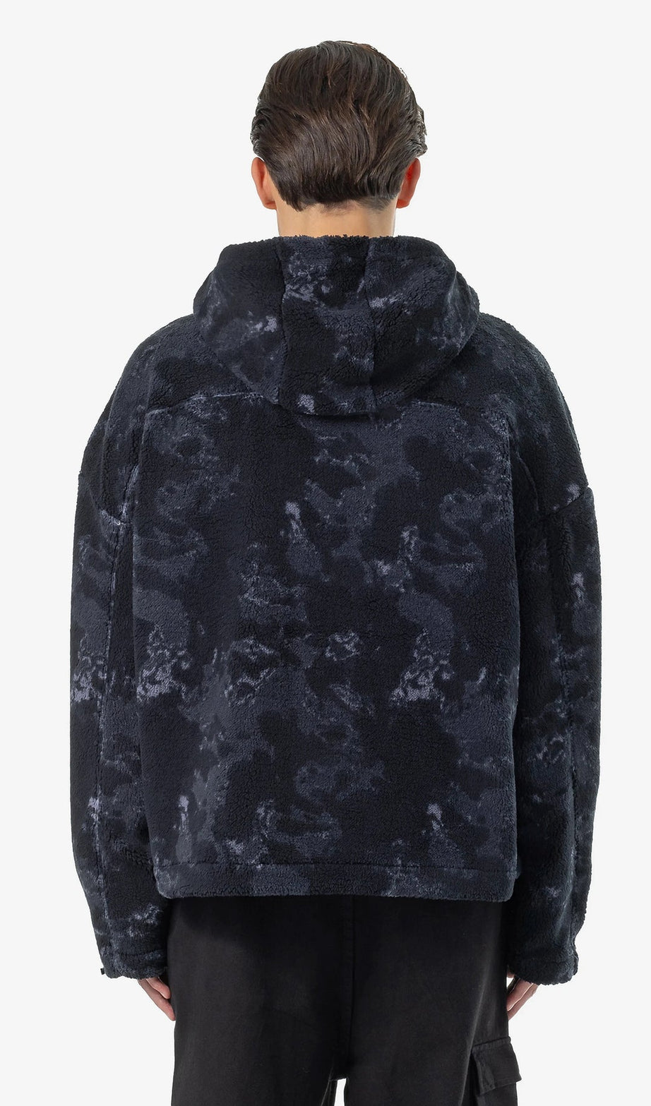 Fall Teddy Halfzip Hoodie Black Shadow Blue