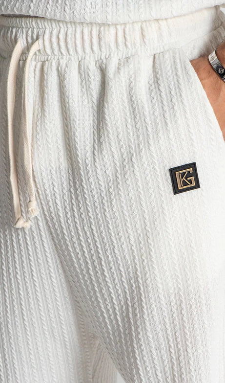 White Waffle Loose Shorts