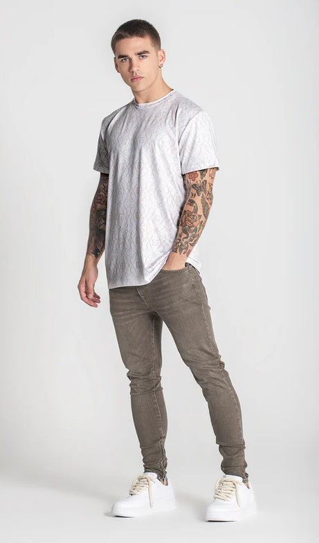 White Nouveau Printed Tee