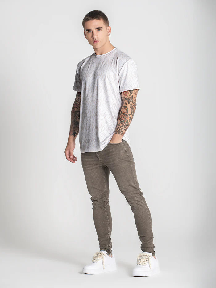 White Nouveau Printed Tee