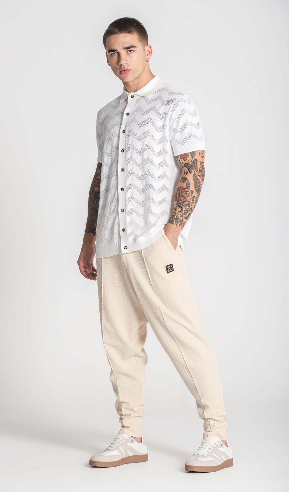 White GK Crochet Shirt