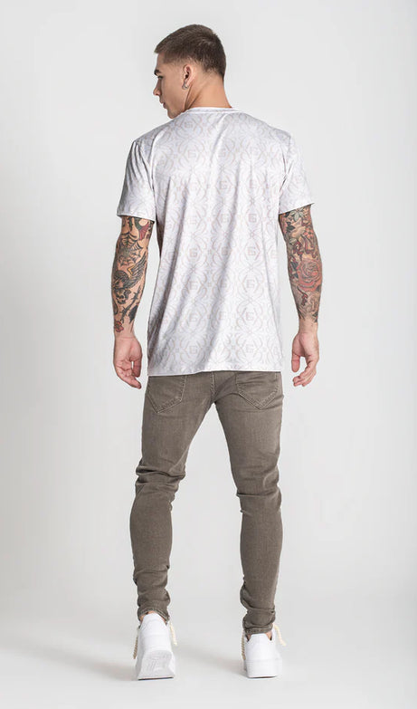 White Nouveau Printed Tee