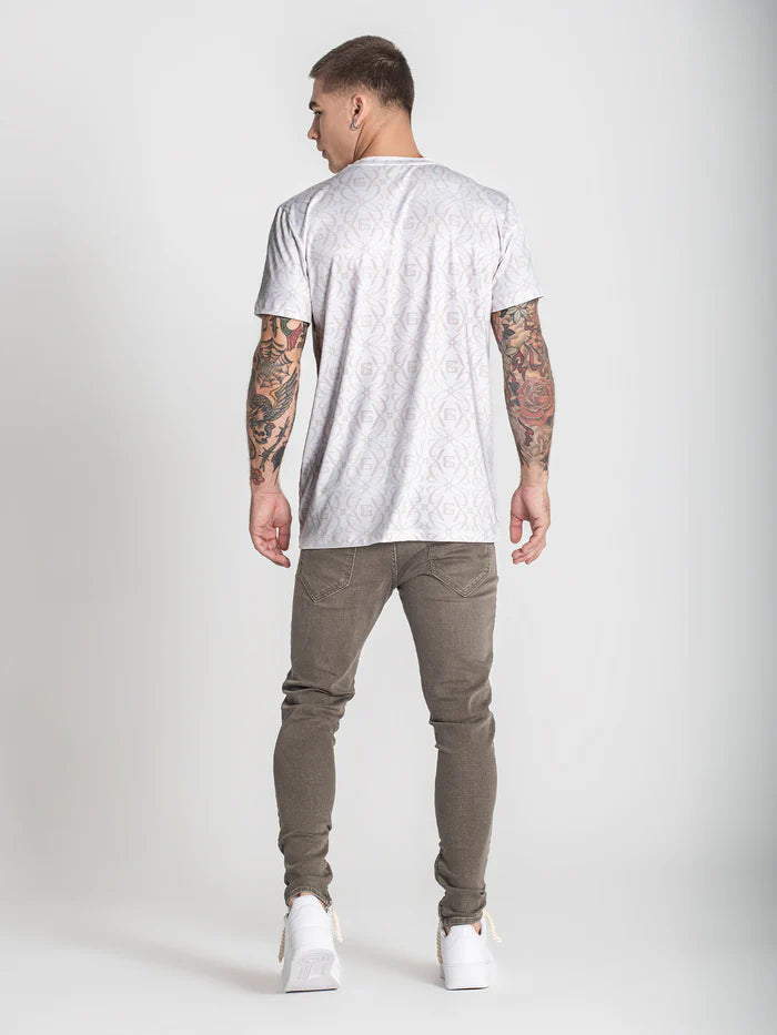 White Nouveau Printed Tee