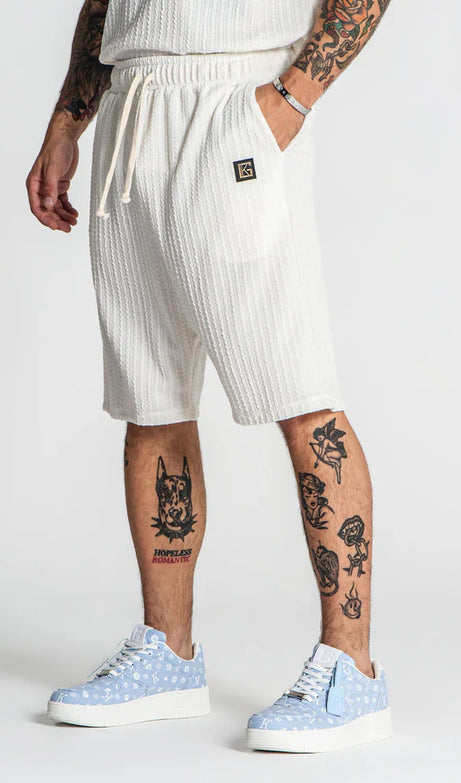 White Waffle Loose Shorts