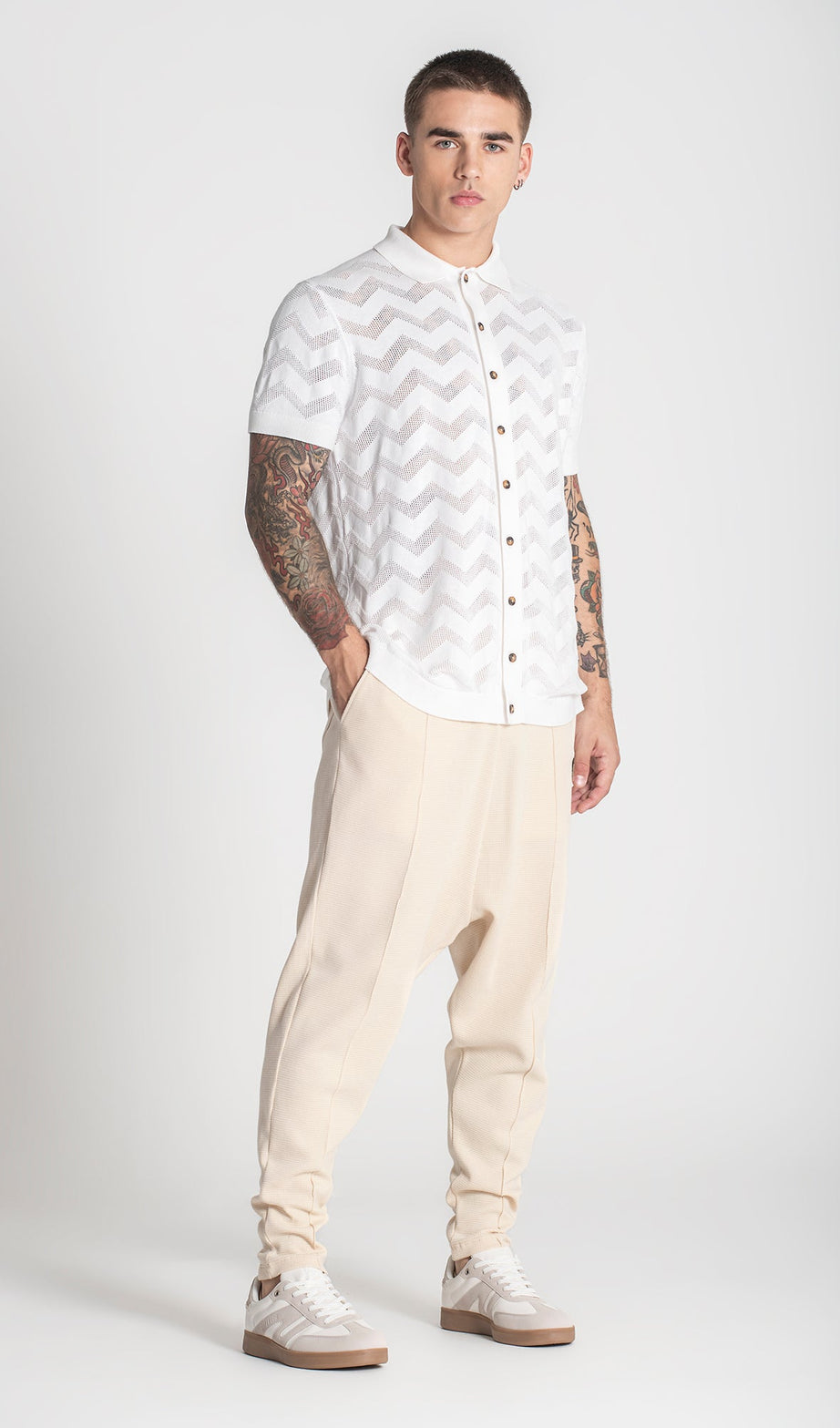White GK Crochet Shirt