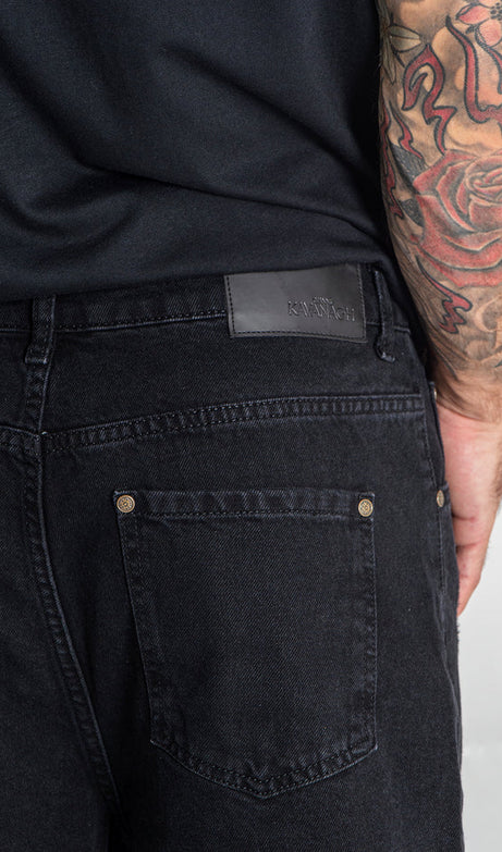 Black Damage Ripped Shorts