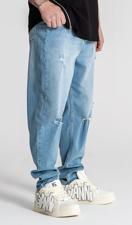 Light Blue GK Ripped Carrot Jeans