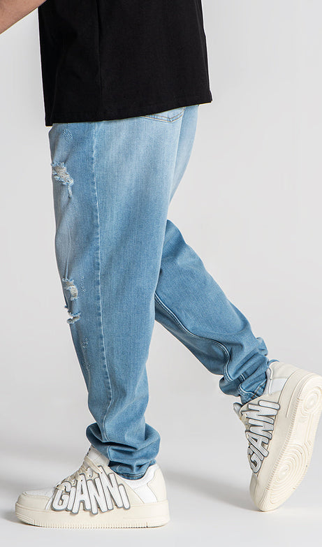 Light Blue GK Ripped Carrot Jeans