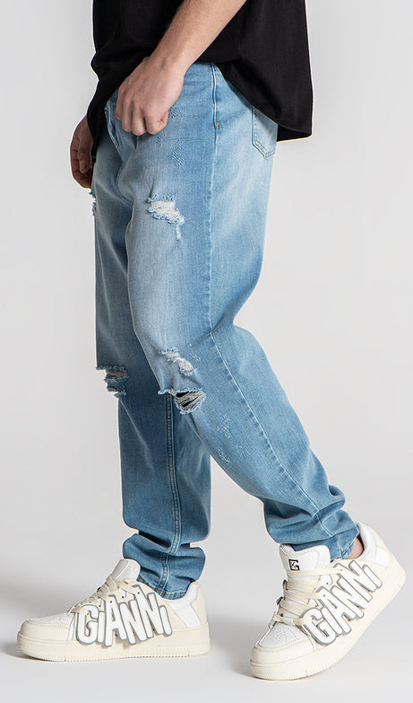 Light Blue GK Ripped Carrot Jeans