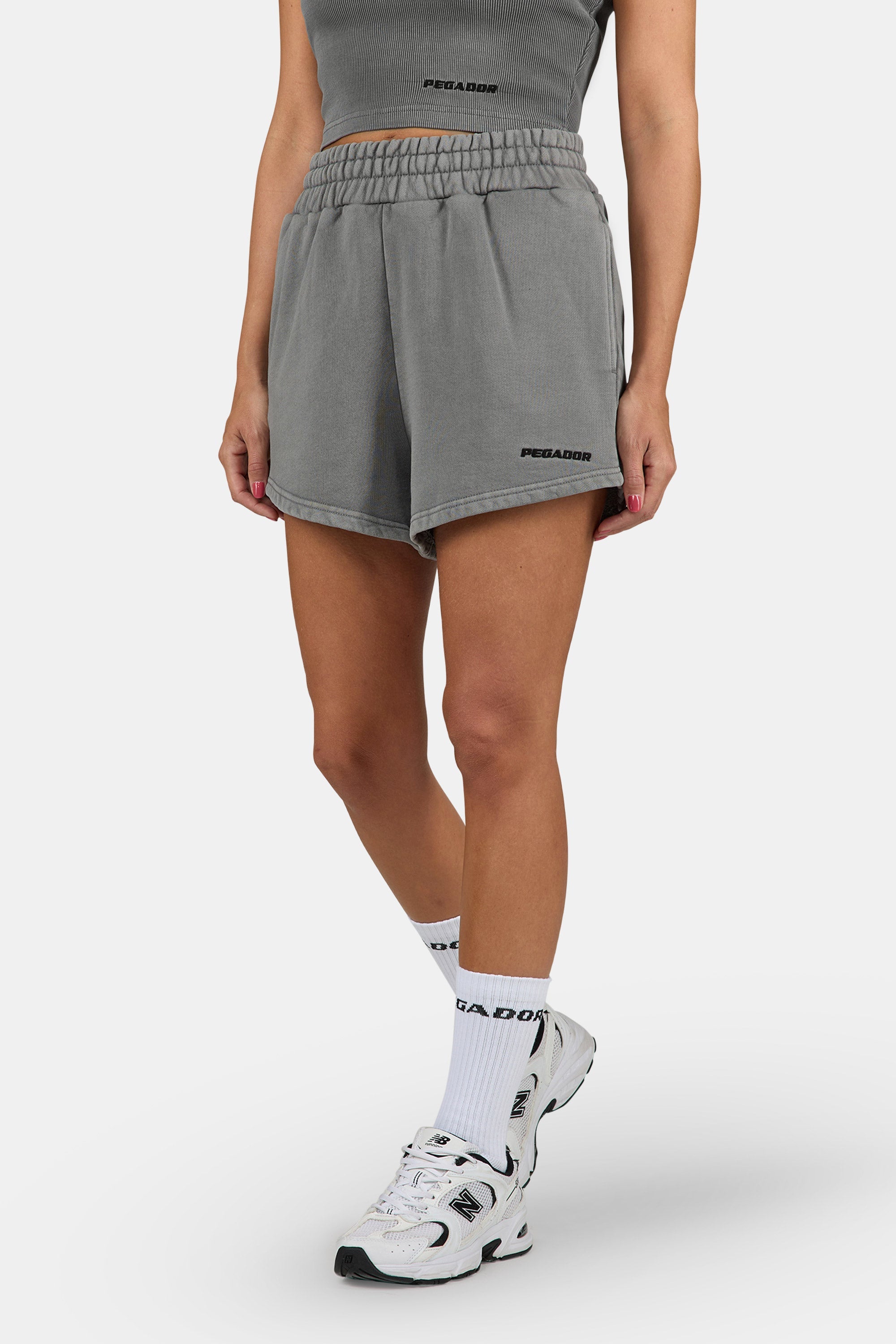 Wiluna High Waisted Sweat Shorts Vintage Gray Black